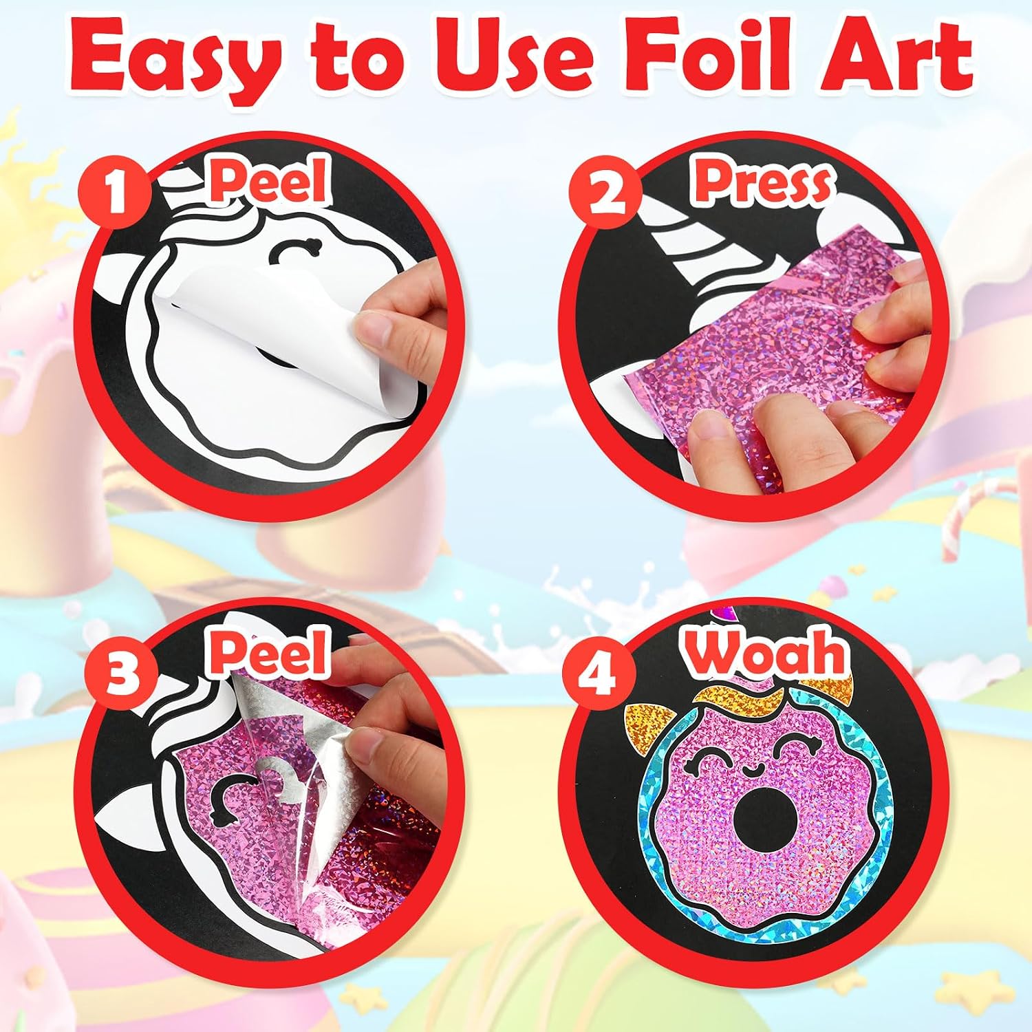 Detalle 2 de Foil Art Bastelset für Kinder 80 Folien
