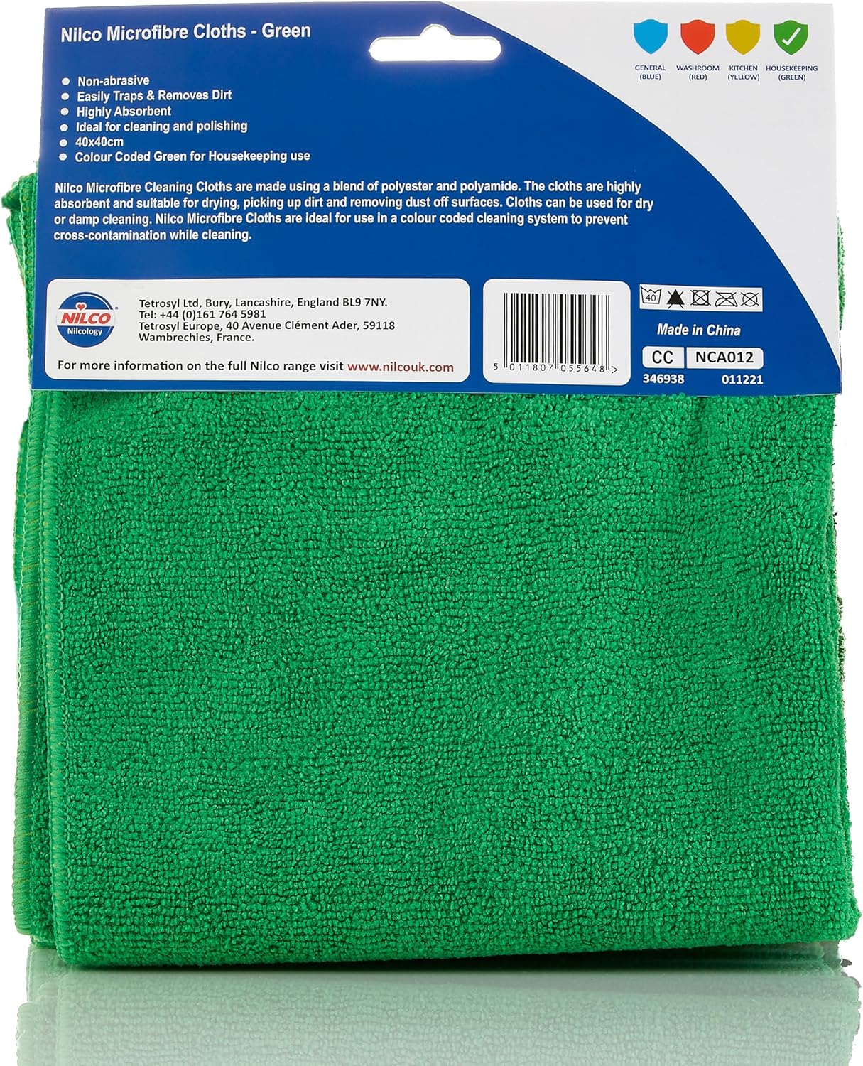 Thumbnail 1 de Nilco Chiffons microfibres verts – paquet de 5 pour nettoyage doux sans traces