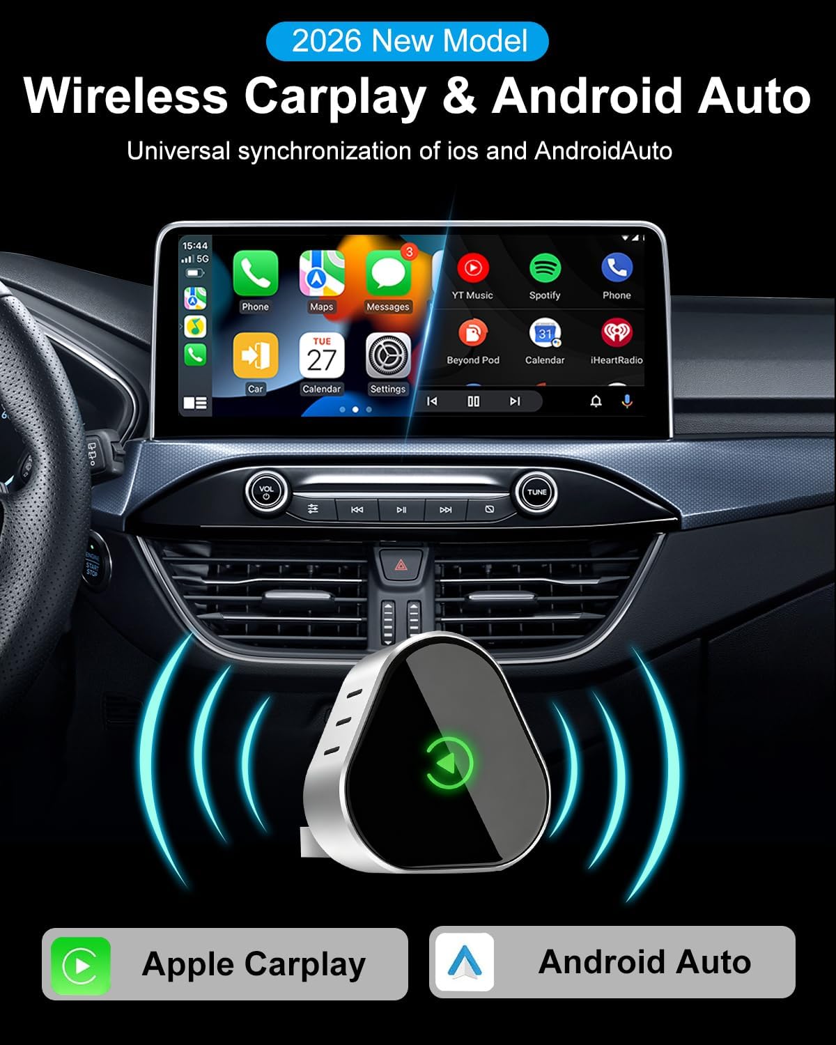 Detalle de Wireless CarPlay Adapter UK 2026 Upgraded: Effortlessly Convert Wired to Wireless CarPlay