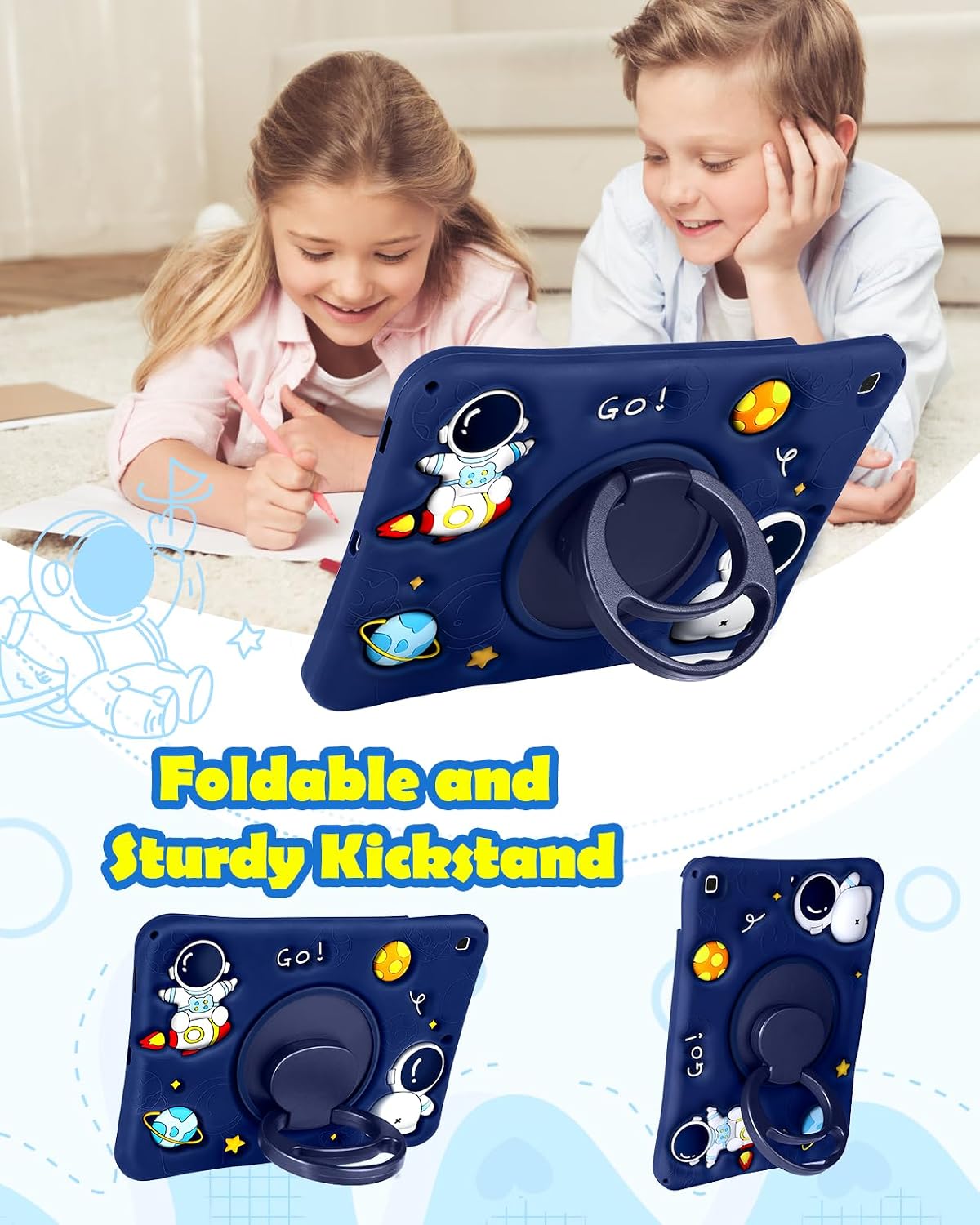Thumbnail 4 de SurgeCraft 10.4” Galaxy Tab S6 Lite Case with Shoulder Strap, 360° Rotating Stand and Cute Astronaut Pattern
