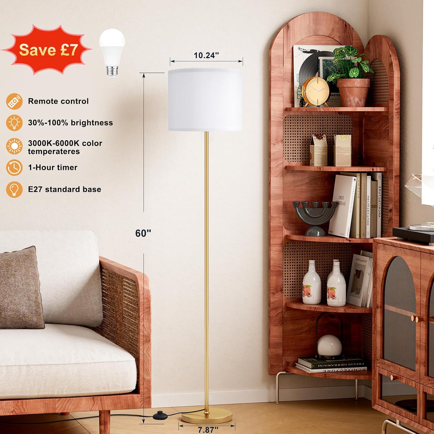 Thumbnail 2 de PreeOtti Gold Standing Lamp
