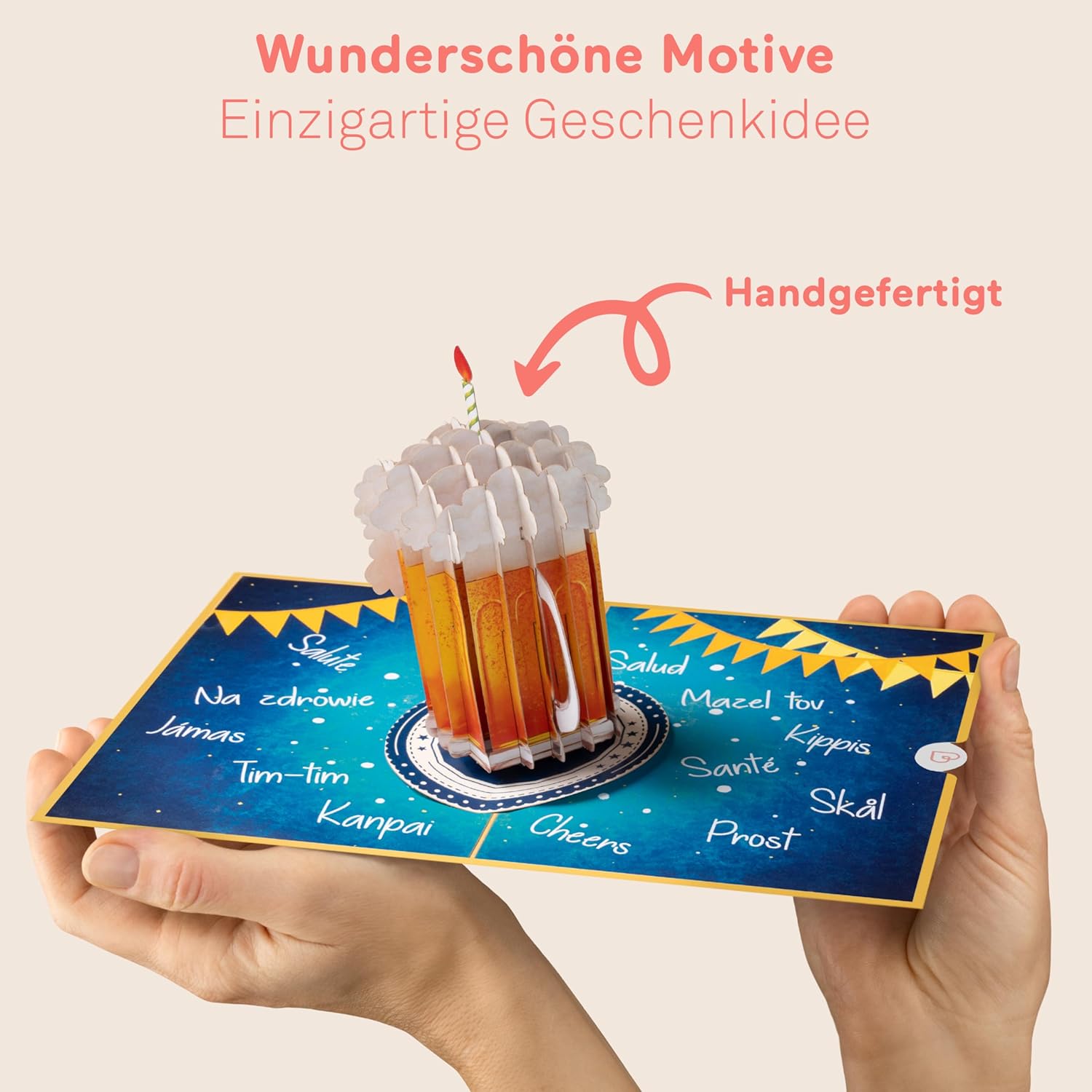 Thumbnail 3 de papercrush® Biglietto pop-up Happy Beerthday con birra e candela, divertente biglietto 3D per compleanno