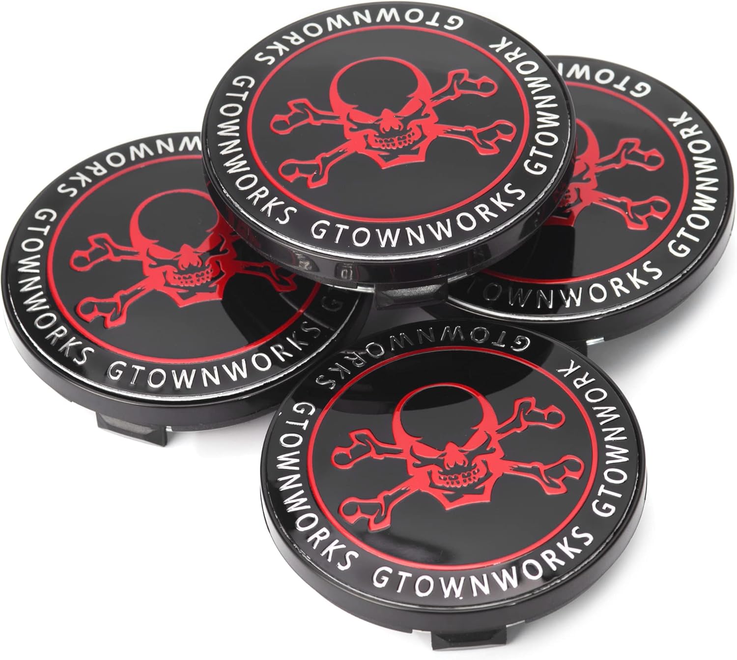 Detalle de 4 x 70.6 mm Black Skull Hub Caps (AD 70.6 mm, ID 60.6 mm) – Pack of 4