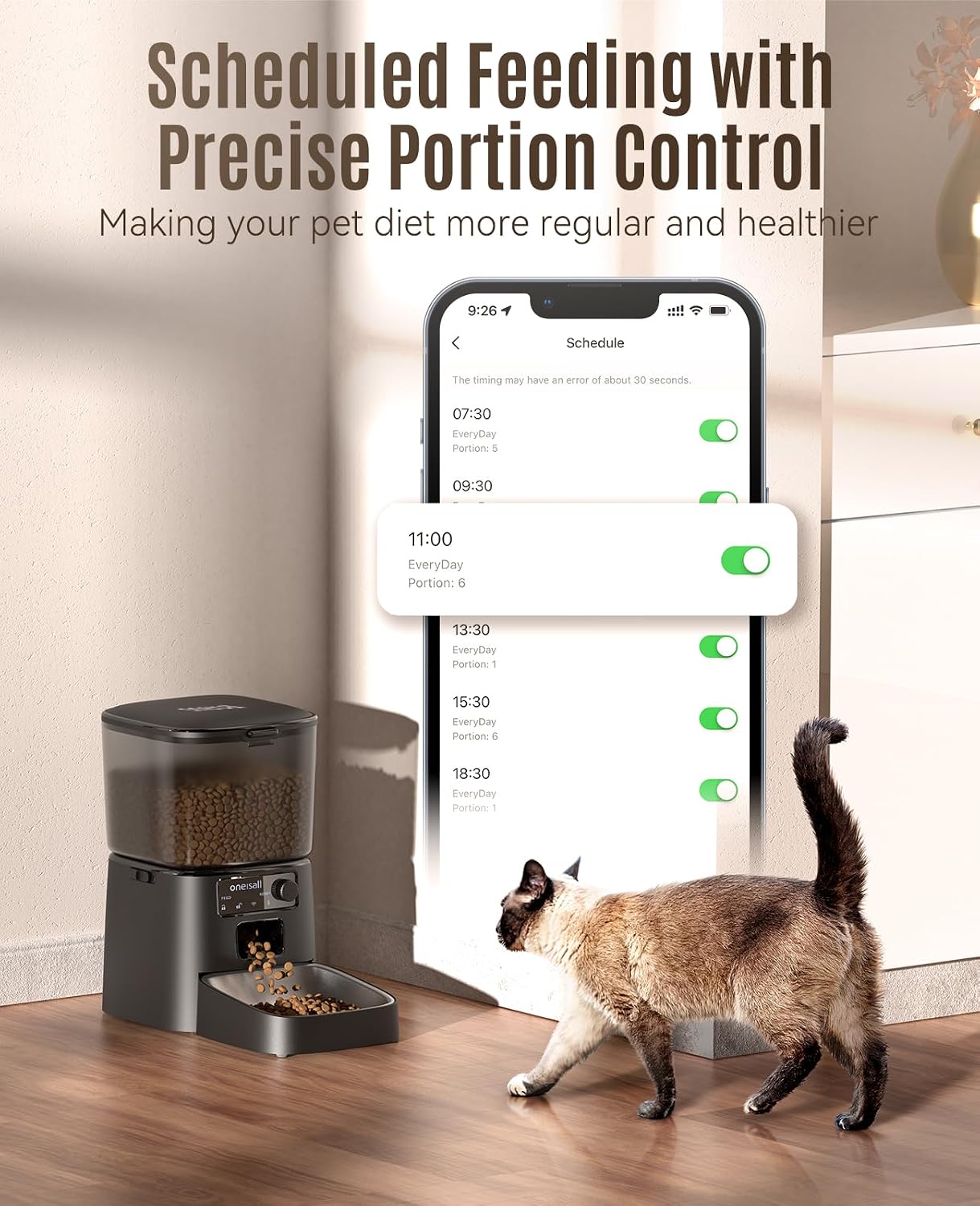 Detalle de oneisall Automatic Cat Feeder WiFi 3.5L