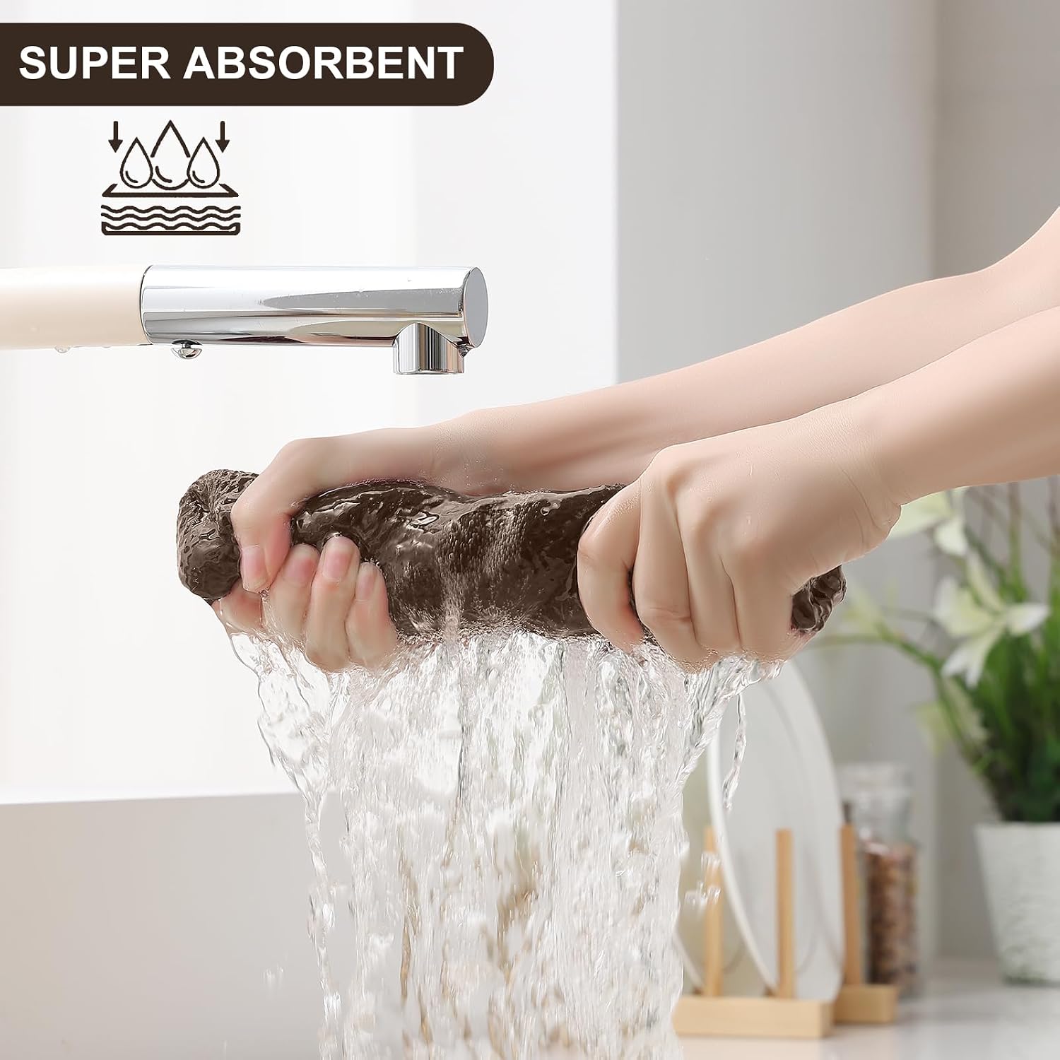 Thumbnail 2 de Homaxy 100% Cotton Kitchen Towels and Dishcloths Set — 8-Piece, 12x12 and 13x28 Inches, Dark Brown