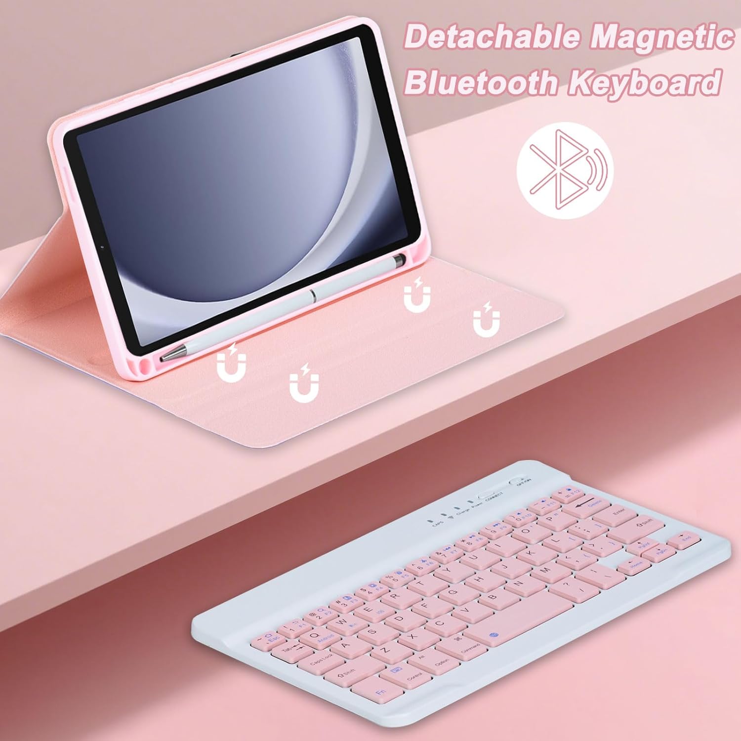 Thumbnail 4 de VLEAQC Keyboard Case for Samsung Galaxy Tab A9 8.7-Inch (2023) – Pink