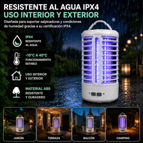 Detalle 2 de ZALEZ Lampara Antimosquitos Interior y Exterior con UV 365 nm y descarga eléctrica