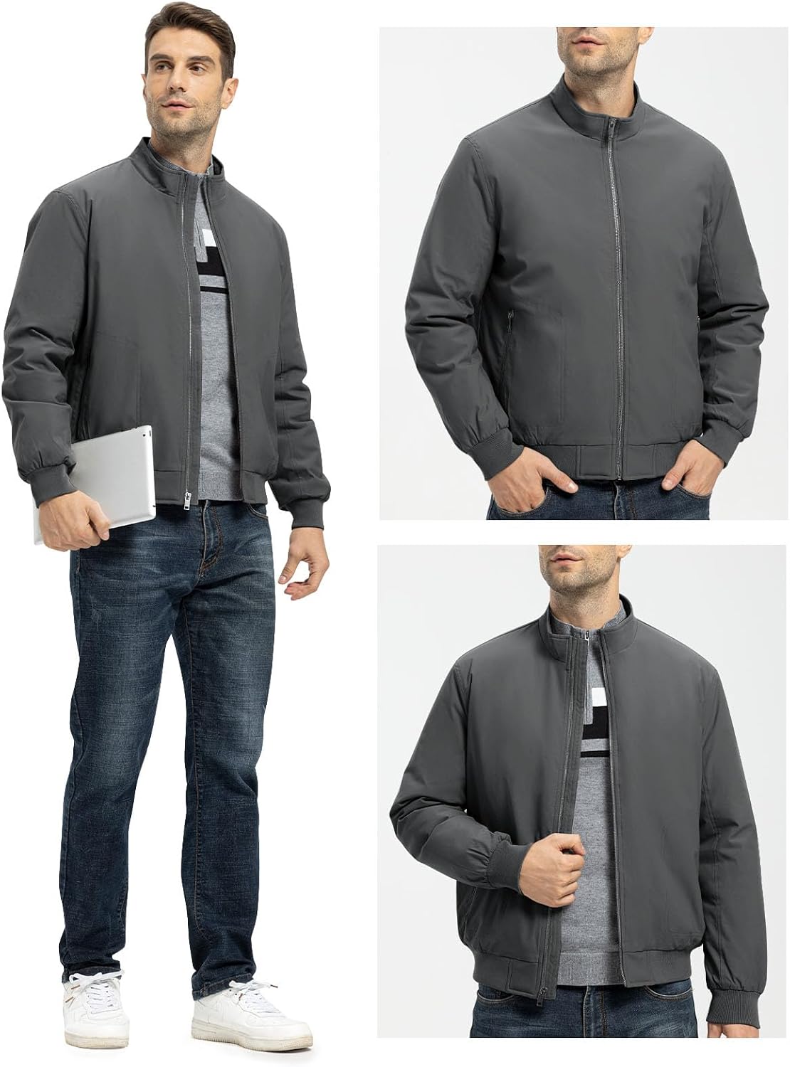 Detalle 2 de Rdruko Bomberjacke Herren Winter Warm