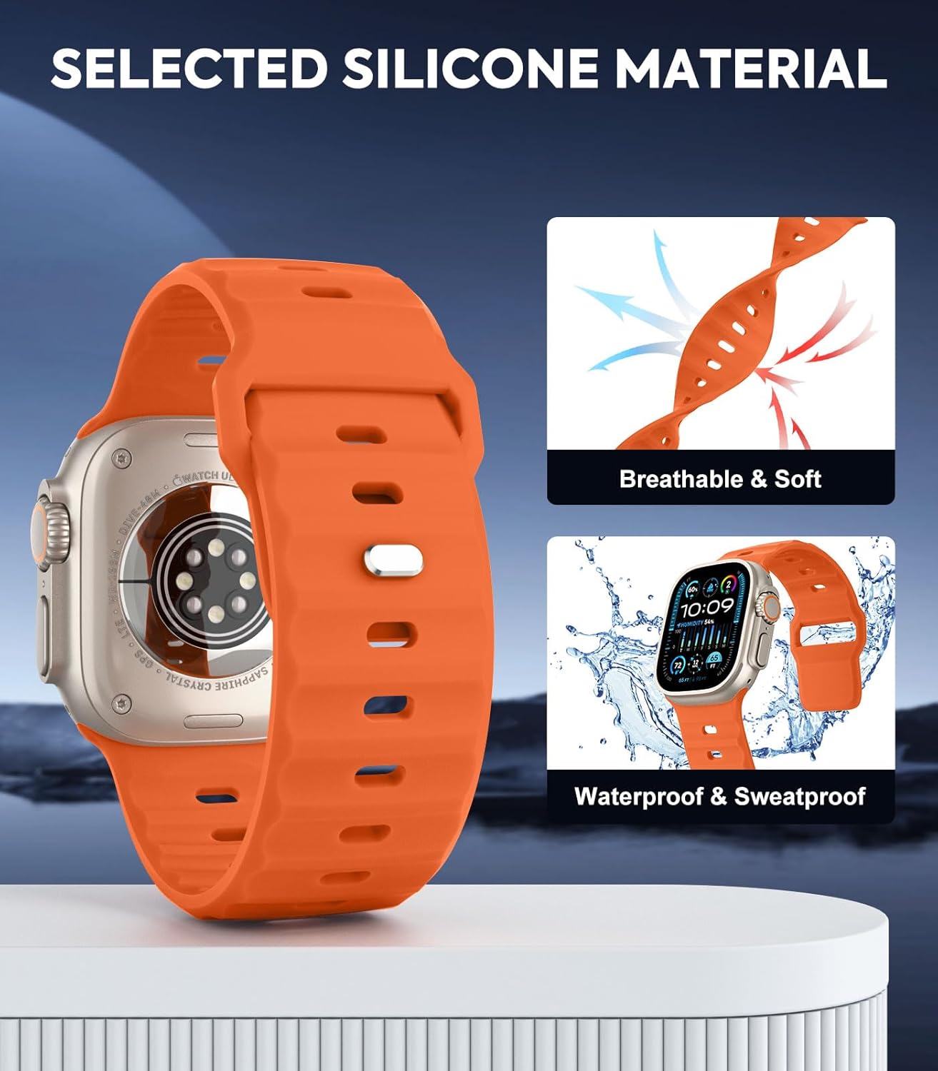 Thumbnail 3 de MoKo Ocean Bands for Apple Watch Ultra 2 and Series: Silicone Replacement Strap for 42–49mm