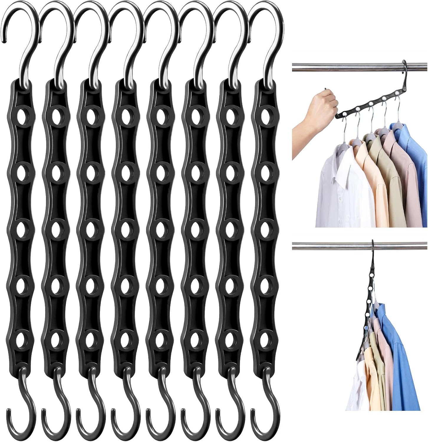 Detalle de HOUSE DAY Black Magic Space Saving Hangers 10-pack — cascading closet organizers