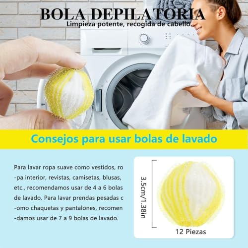 Thumbnail 3 de Prety 12 Pcs Atrapa Pelos Lavadora – Bolas Atrapa Pelos Reutilizables para Mascotas (Amarillo)