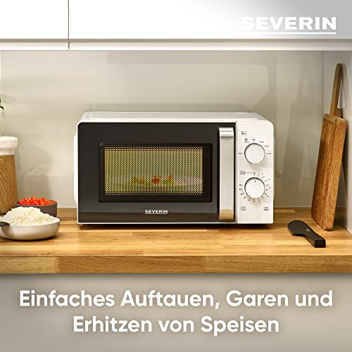 Detalle de SEVERIN Mikrowelle MW 7885 – 17 L, Auftauen und Erhitzen, Drehteller 24,5 cm, Weiß/Edelstahl