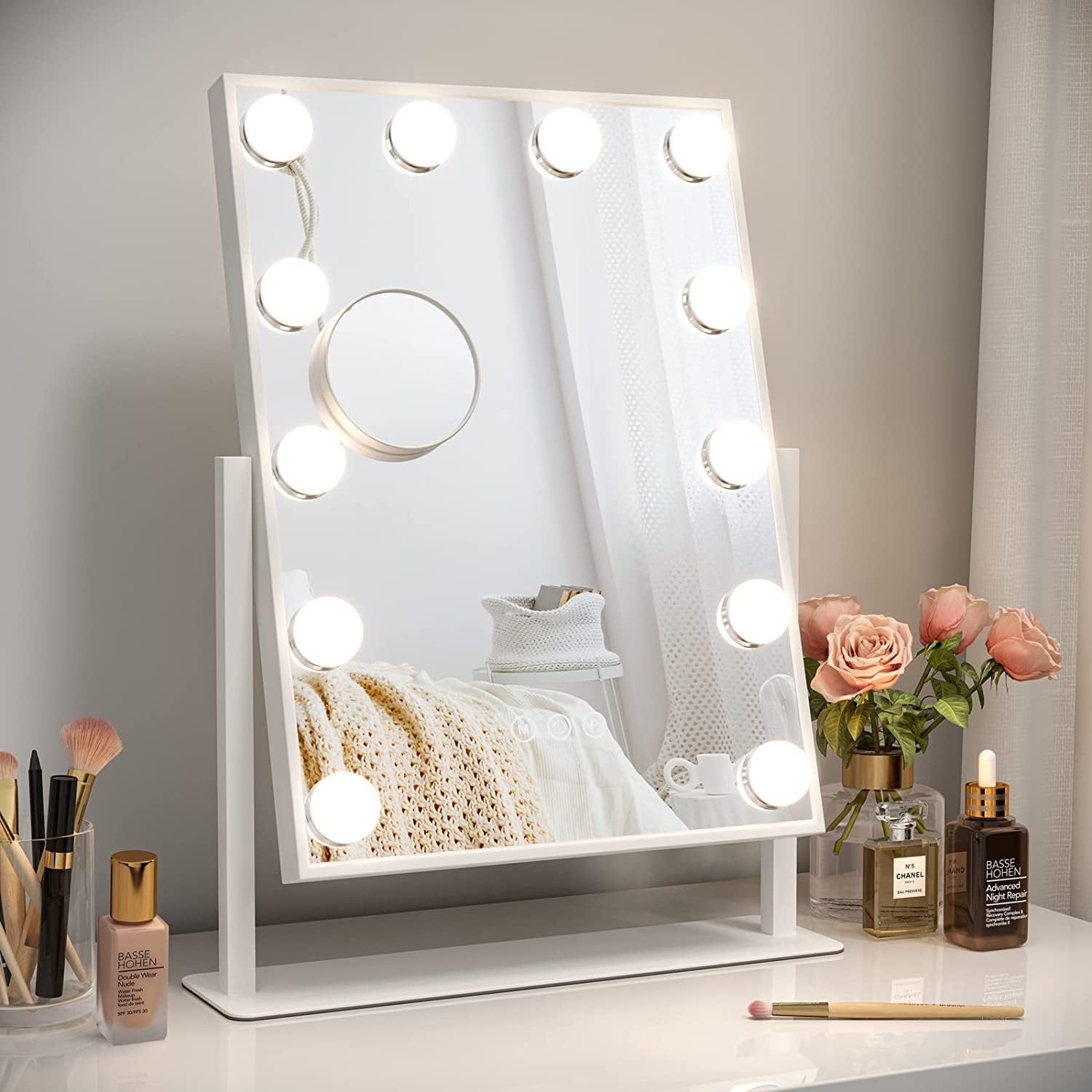 Thumbnail 6 de Dripex Miroir de maquillage Hollywood LED 14 lumières dimmables 54 x 43 cm avec rotation 360° et miroir x10