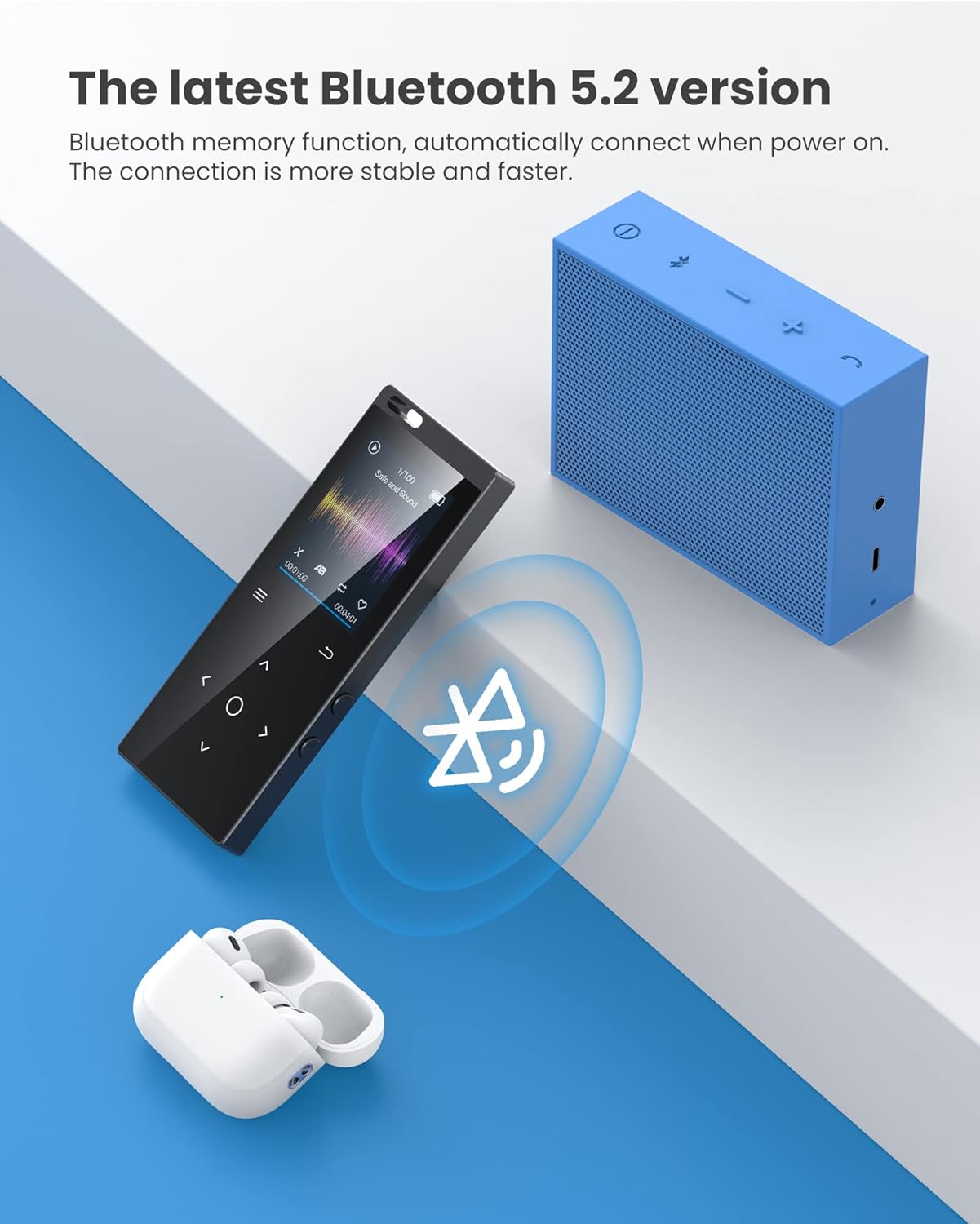Thumbnail 1 de DODOSOUL 128GB Lettore MP3 Bluetooth 5.2 con auricolari, radio FM, registratore vocale ed eBook reader