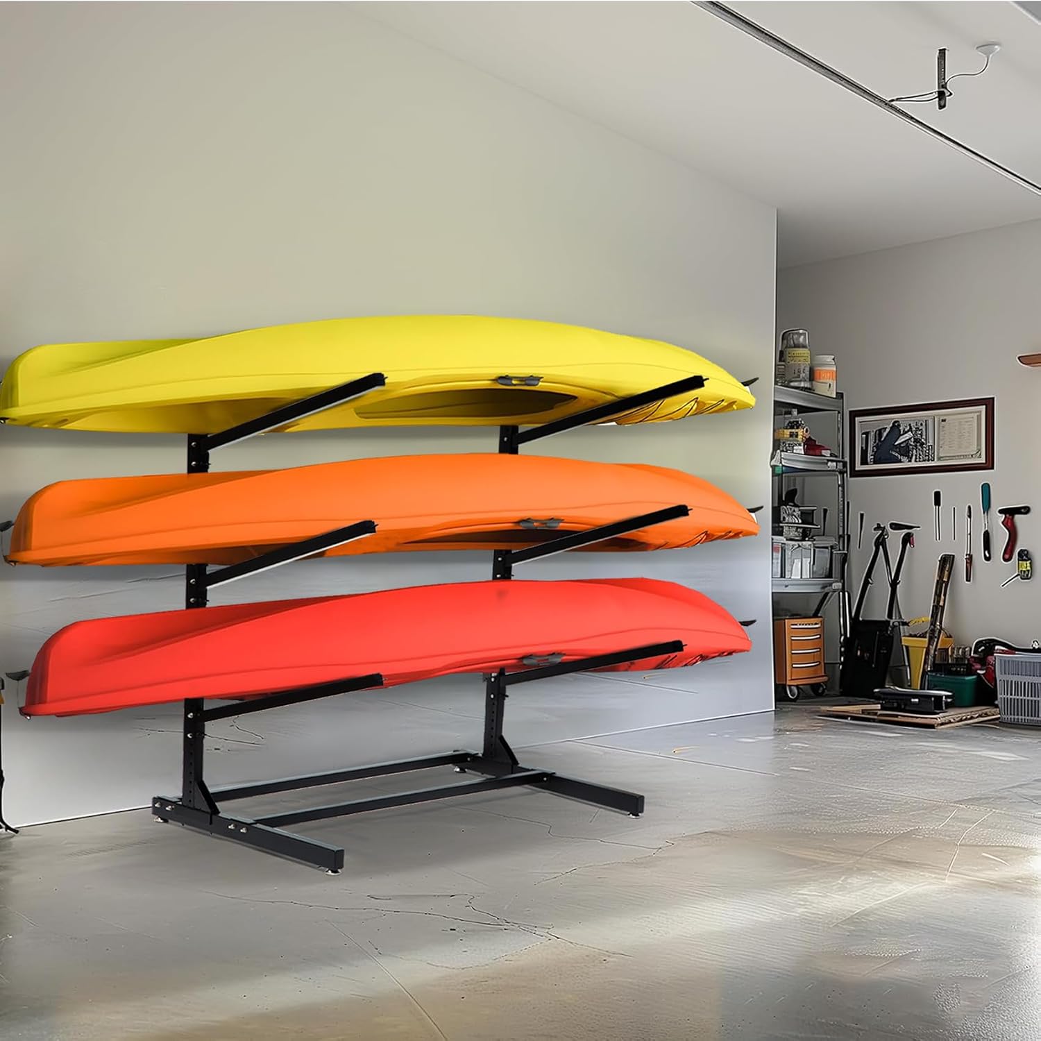 Thumbnail 6 de Taelakeni 3 Layers Kayak Storage Rack, Adjustable Freestanding Steel Stand