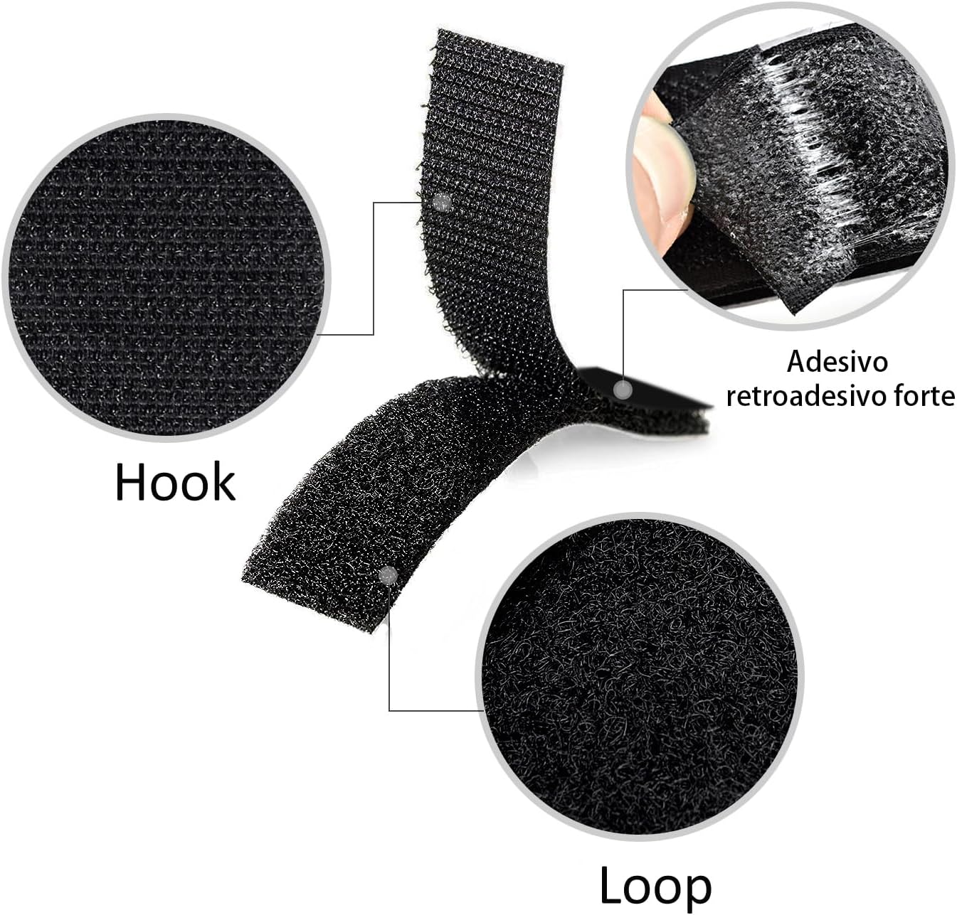 Detalle 2 de Melsan MST - MS - 001 Adhesive Hook and Loop Tape, 2 x 4 in, Black