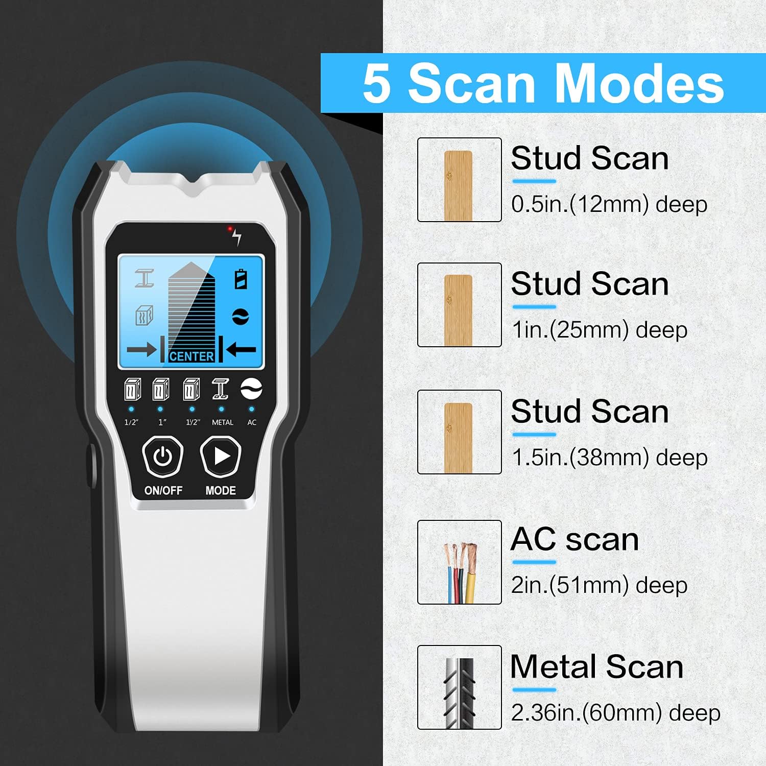 Detalle de FOLAI TH550 Stud Finder 3in Depth