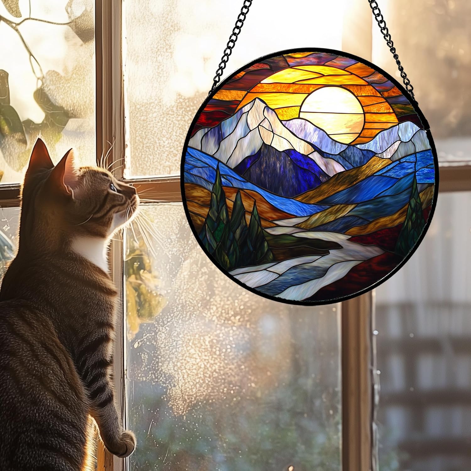 Detalle 2 de AMDERVEN Stained Glass Window Hanging 7.8 in
