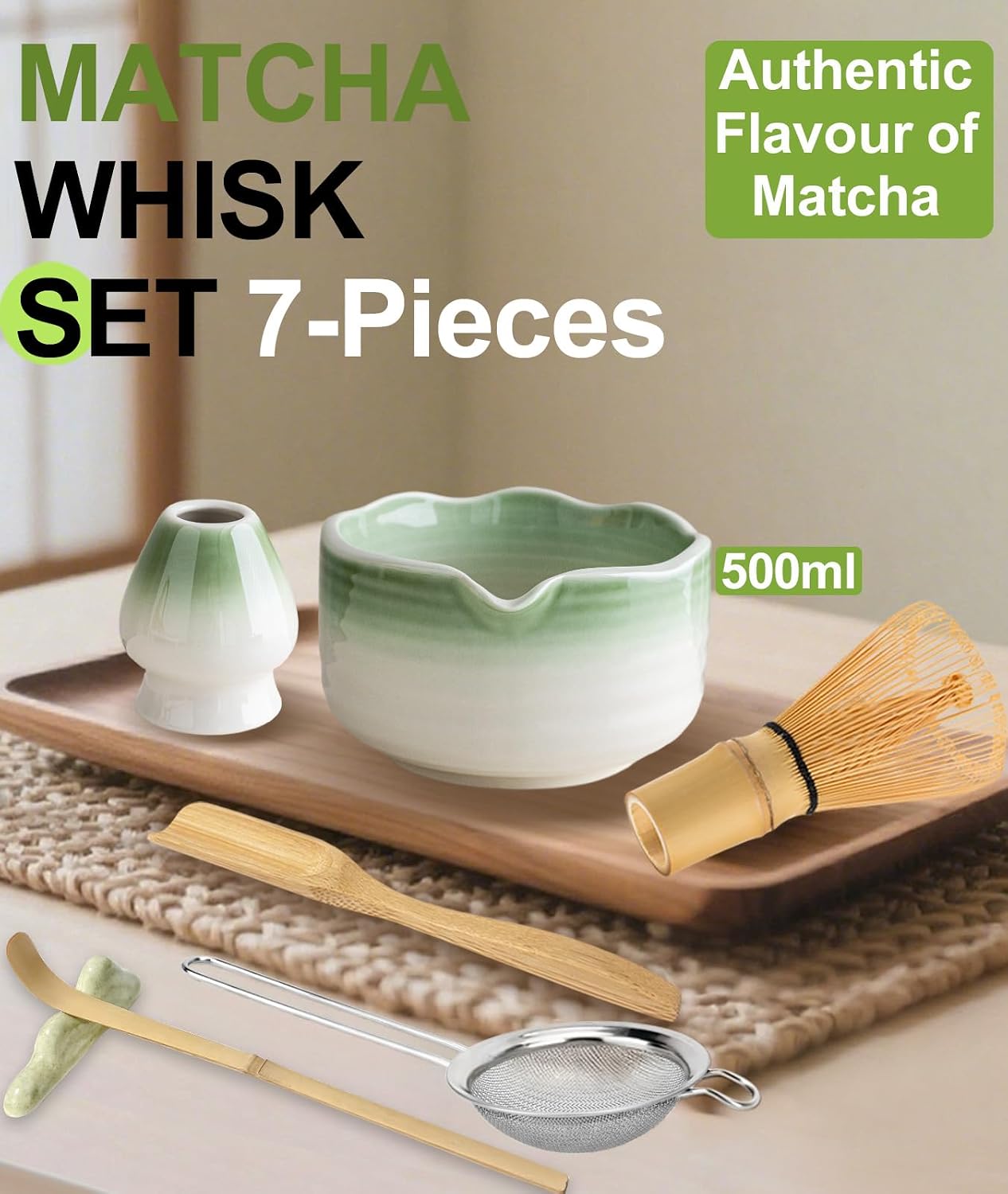 Detalle de JBER Matcha-Set-7PCS – zestaw do matchy, 7 elementów, miseczka 500 ml