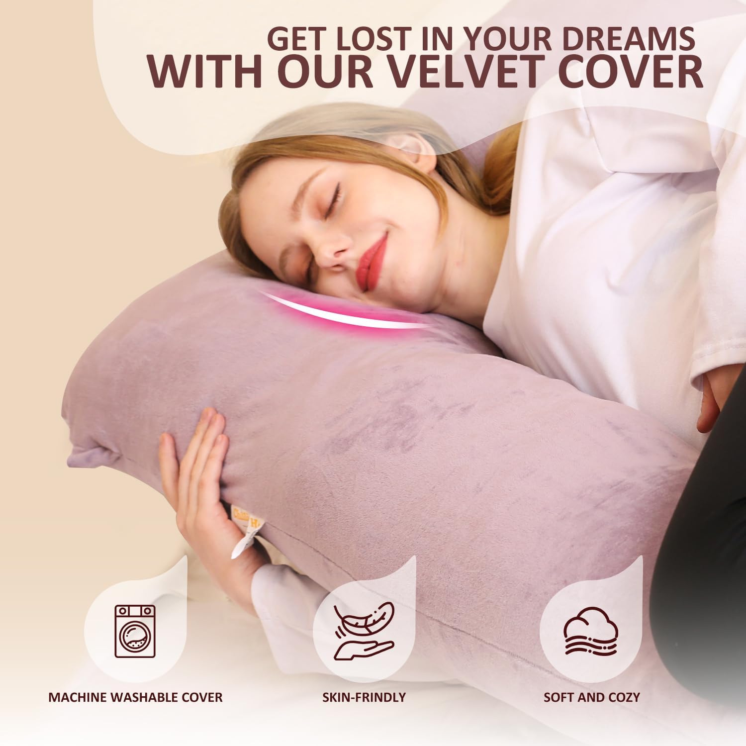 Thumbnail 3 de Chilling Home Coussin de grossesse et d’allaitement en forme de U en velours amovible, Violet