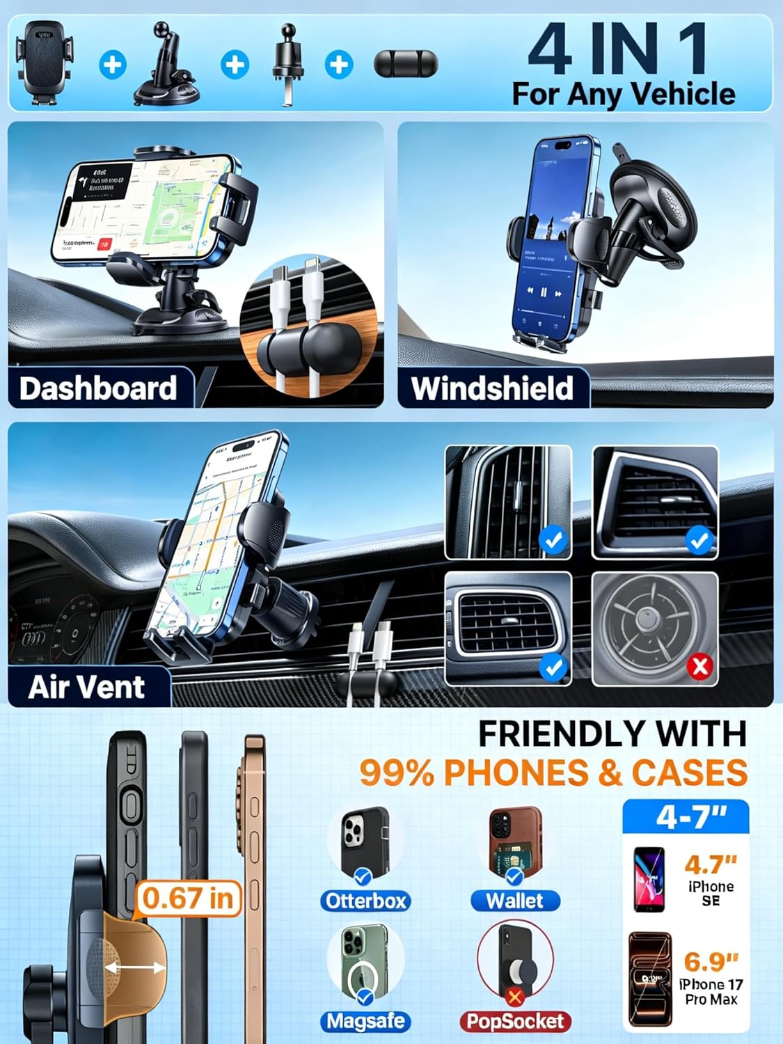 Thumbnail 5 de 2026 Upgraded Car Phone Holder 90+LBS