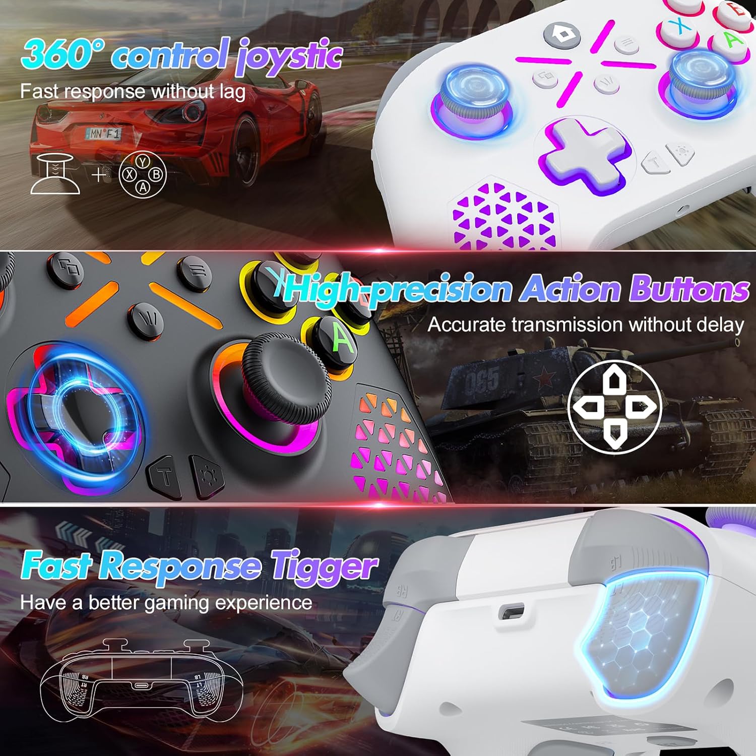 Detalle de 2 Pack RGB Wireless Controller for Xbox Series S/X, Xbox One, PC/Android/iOS