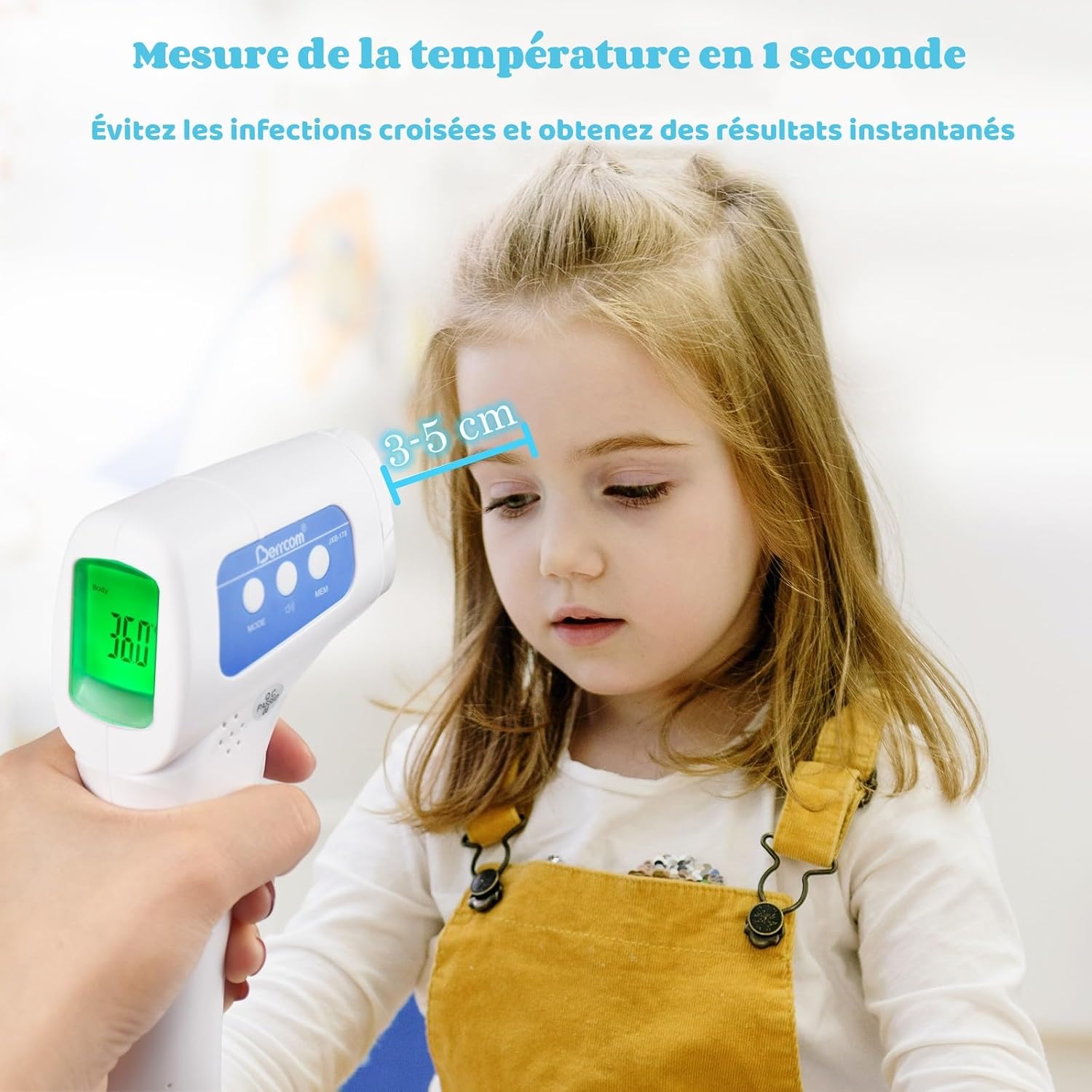 Detalle 2 de Berrcom Kontaktloses Infrarot-Stirnthermometer: 3-in-1 Fieberthermometer für Babys, Kinder & Erwachsene