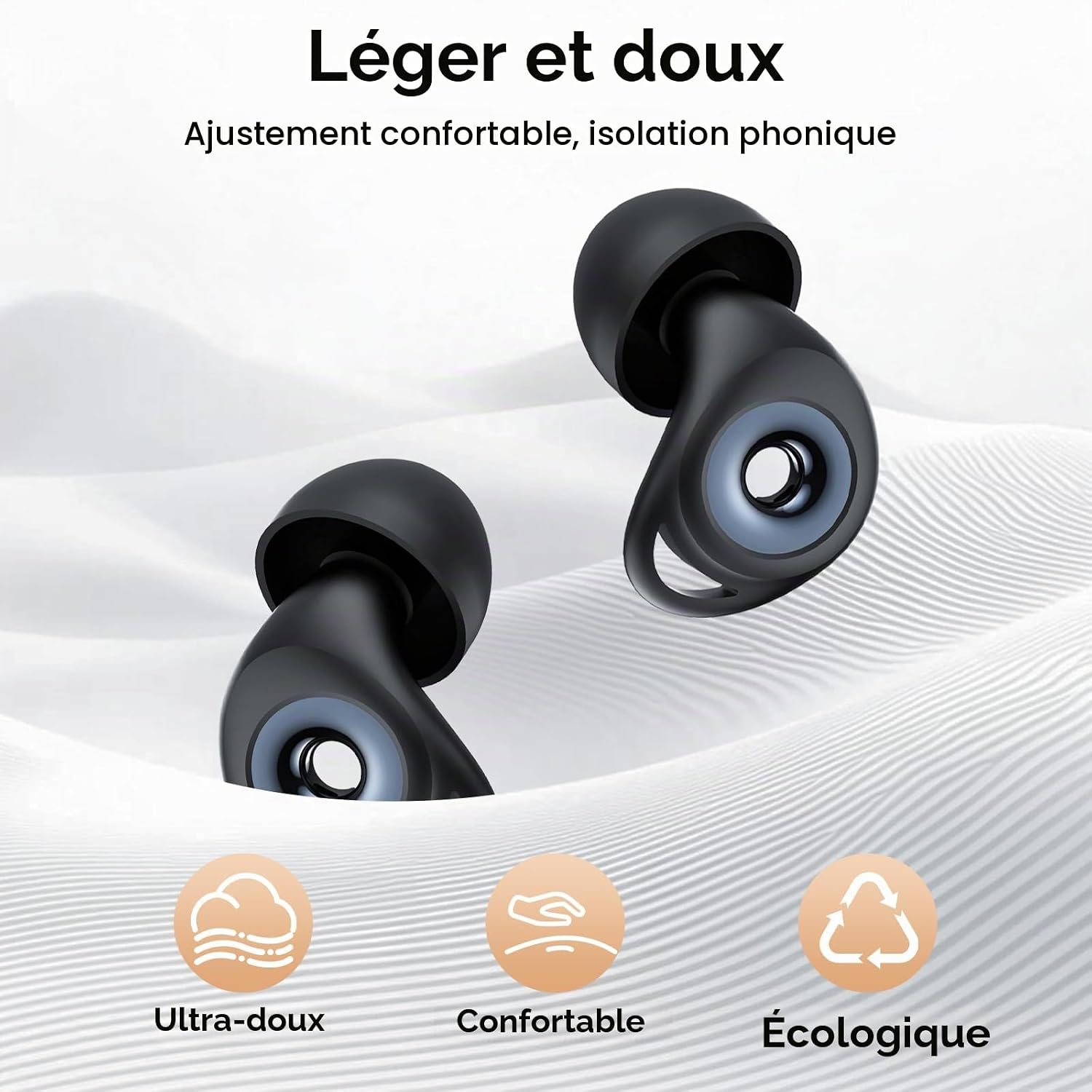 Detalle de IKG Bouchon D'oreille Pour Dormir – Anti-Bruit 45 dB, 4 Tailles (XS/S/M/L)