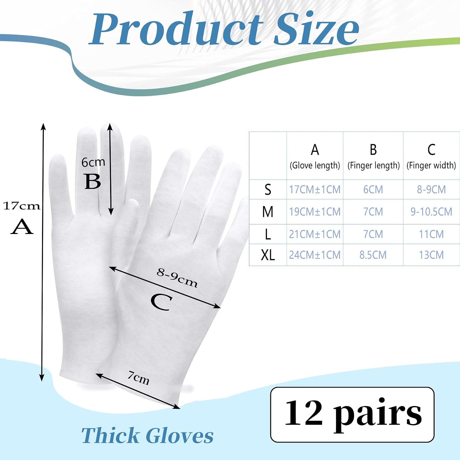 Detalle 2 de Xynovate Guantes de algodón L 12 pares