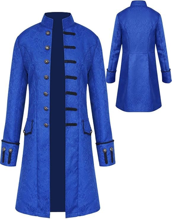 Detalle de YQVGFBY steampunkjas voor heren, middeleeuwse tailcoat voor cosplay en Halloween