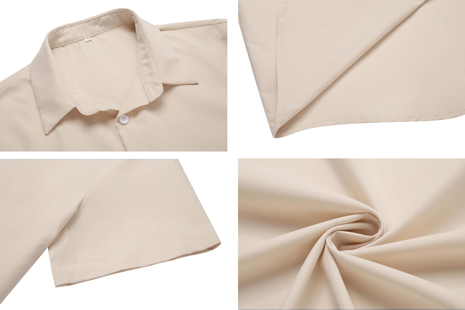Detalle de COOFANDY Chemise à Manches Courtes pour Homme – Coupe ajustée, sans repassage, idéale pour l’été