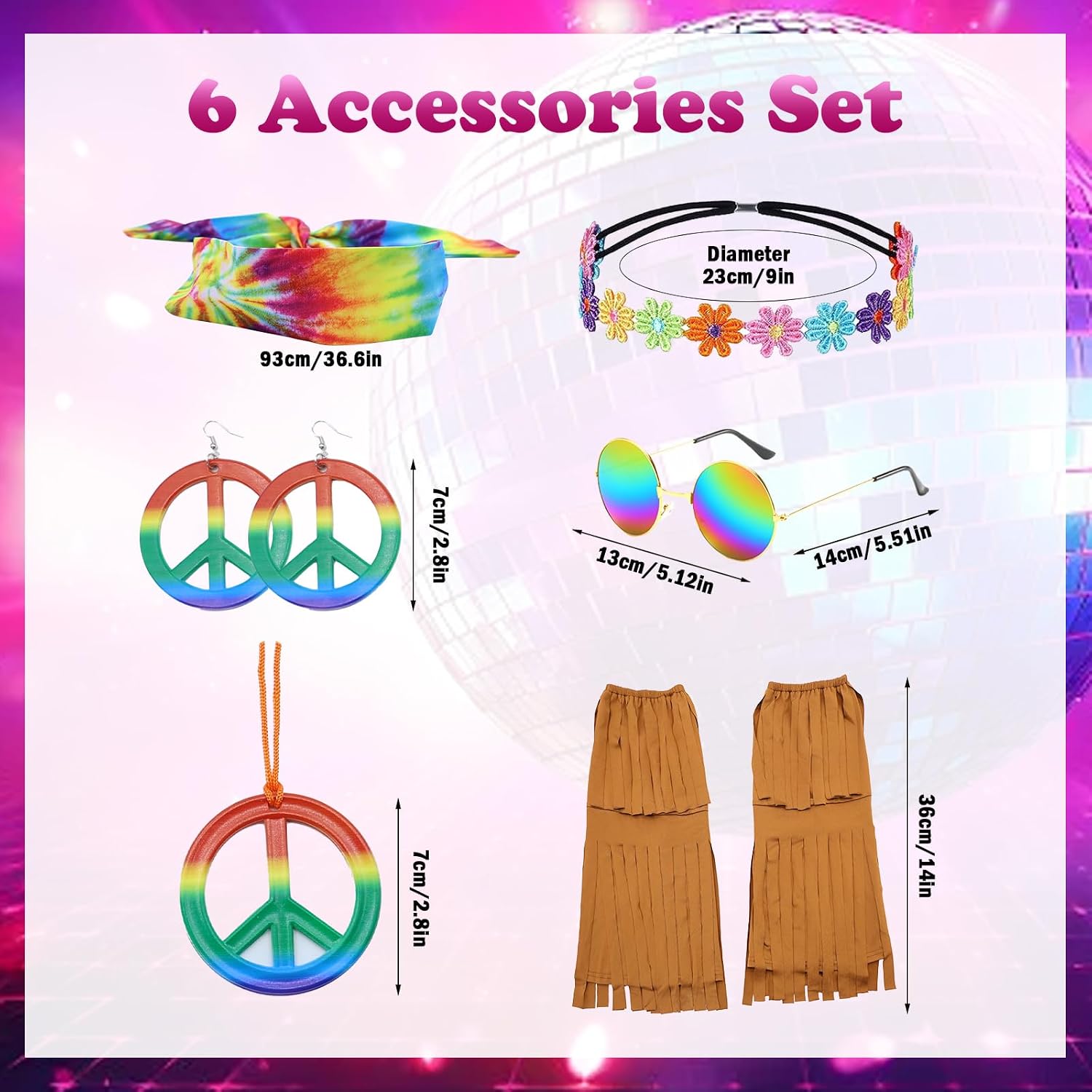 Thumbnail 2 de Sekepingo 4Pcs70sFancy Dress Set for Women – Disco/Abba 70s Retro Costume