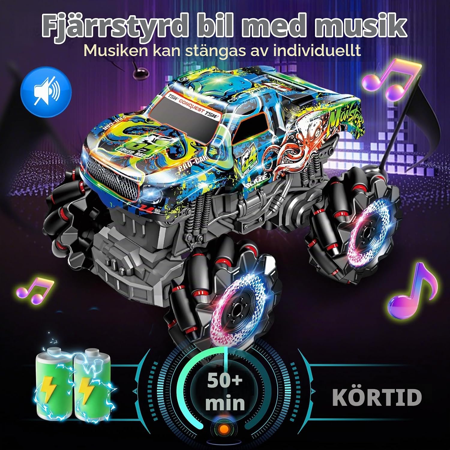 Detalle 2 de PENGBU RC 000-023 radiostyrd monstertruck med 360°-rotation och ljus