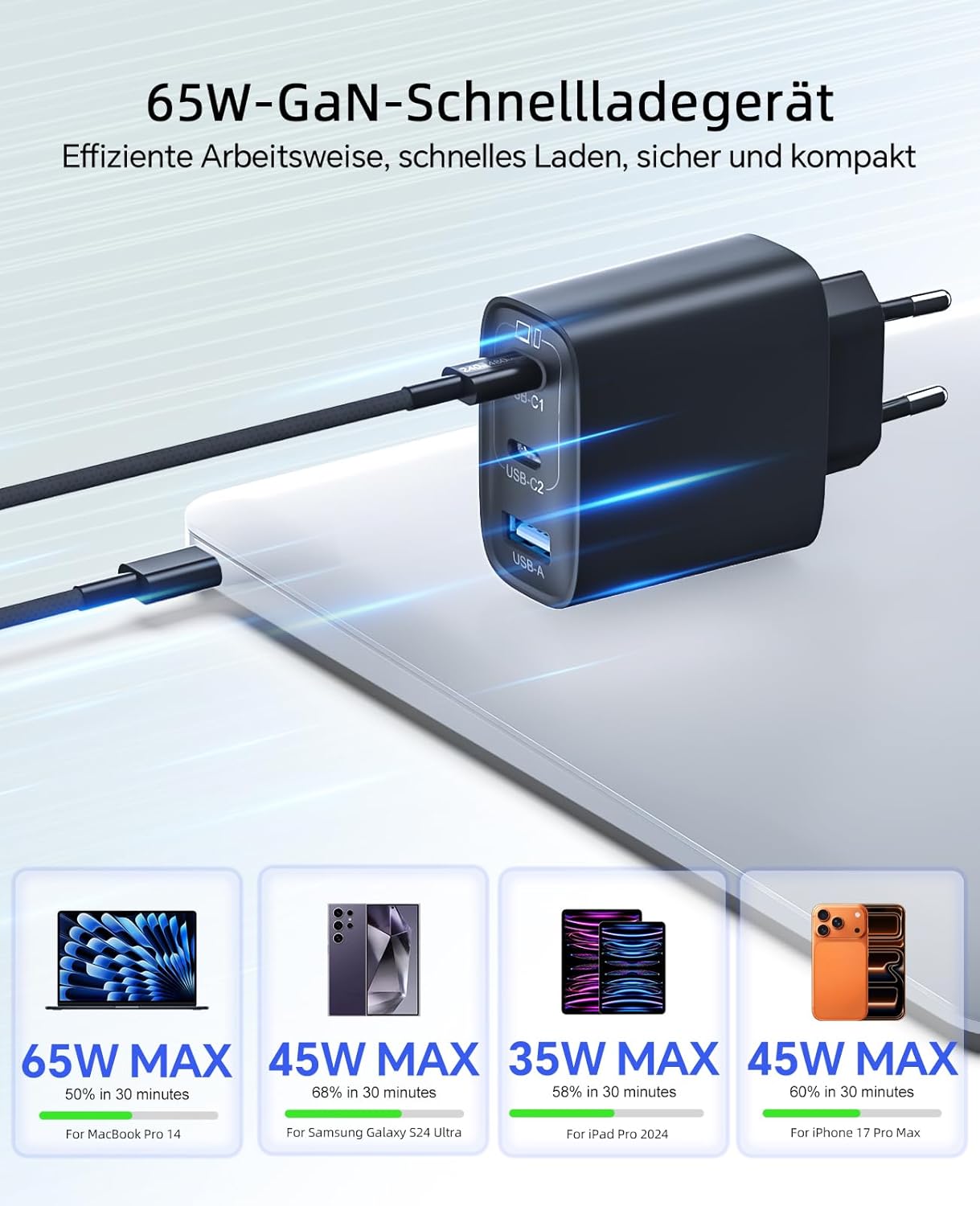 Thumbnail 1 de USB C Ladegerät 65W 3-Port