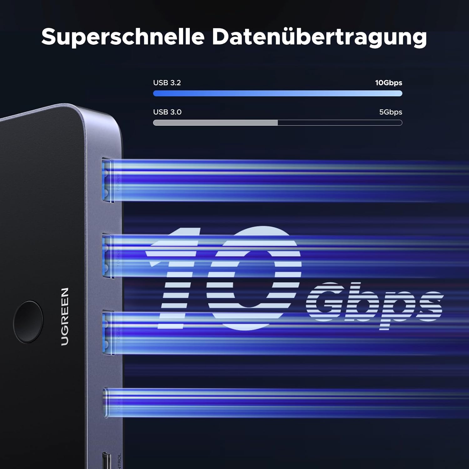 Thumbnail 4 de UGREEN 10Gbps USB Switch (USB-C) mit Fernbedienung – 2 PCs, 3× USB-A 3.2 + 1× USB-C 3.2