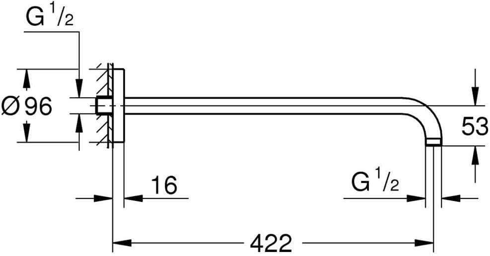Thumbnail 1 de GROHE 26146000 Rainshower Bras de douche 422 mm Gris