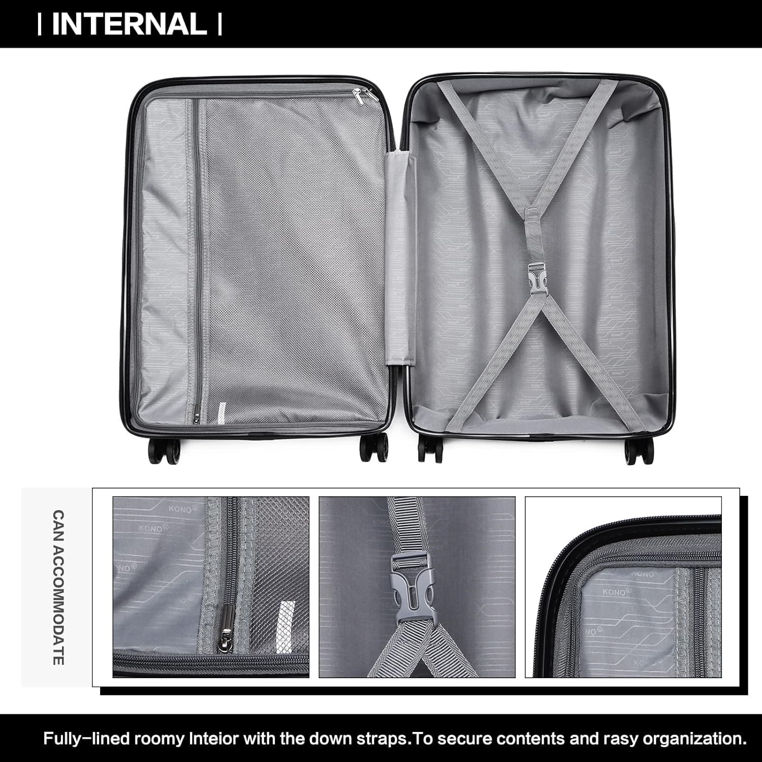 Thumbnail 4 de Kono ABS+PC Hard Shell Trolley Case