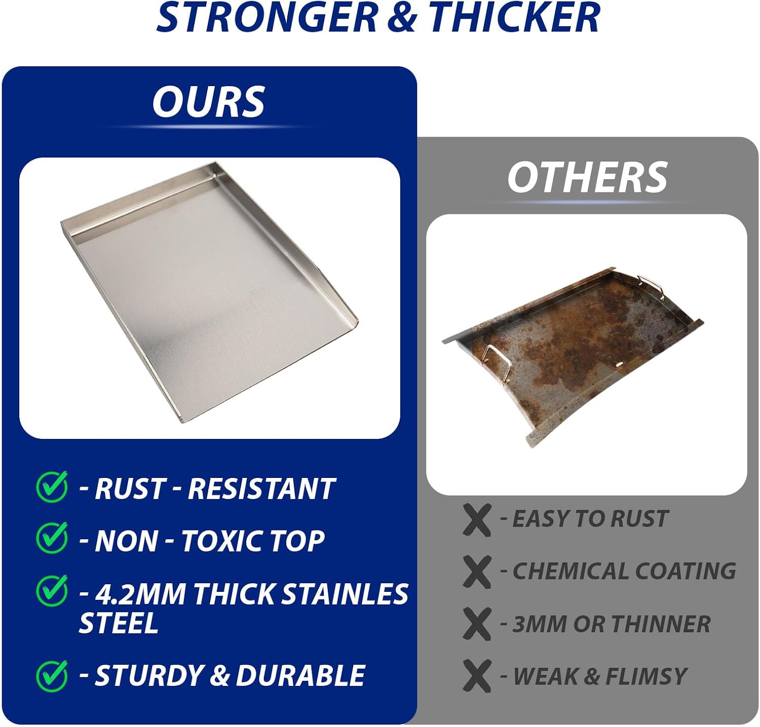 Thumbnail 3 de 40x30 cm Edelstahl Plancha Grillplatte – Set inkl. Spachtel & Schaber, 4 mm stark