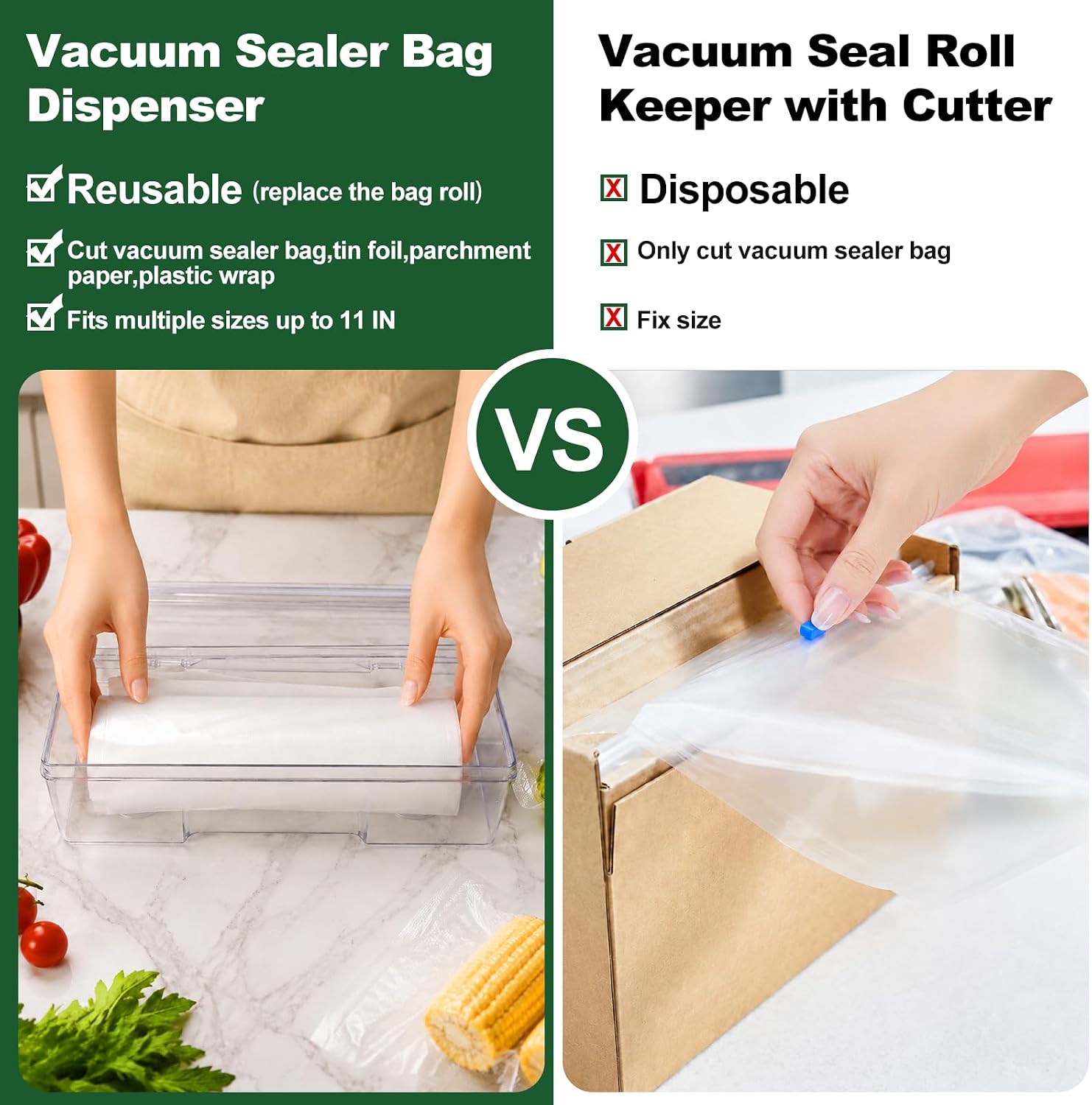 Detalle de BoxLegend QG-1 Vacuum Sealer Bag Dispenser with Cutter and 11" x 50' Roll