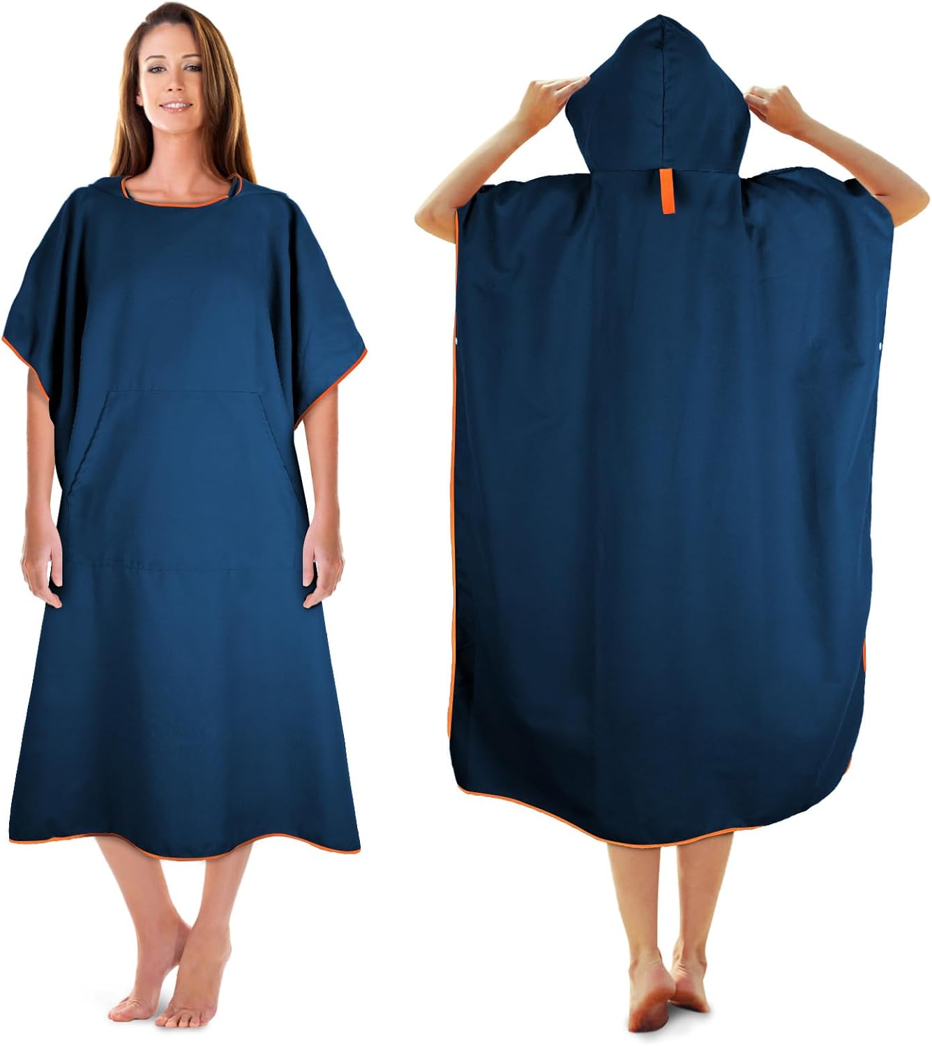 Detalle de KUOGAS Poncho da bagno in microfibra 110x74 cm – Blu scuro (M) per spiaggia e surf