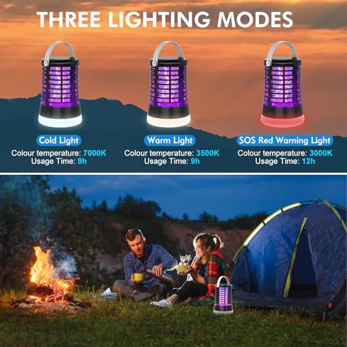 Detalle de Lámpara Antimosquitos Exterior Regevo 3 en 1: Mata Mosquitos Eléctrico 2000V, Luz LED, IP66 y Batería USB-C