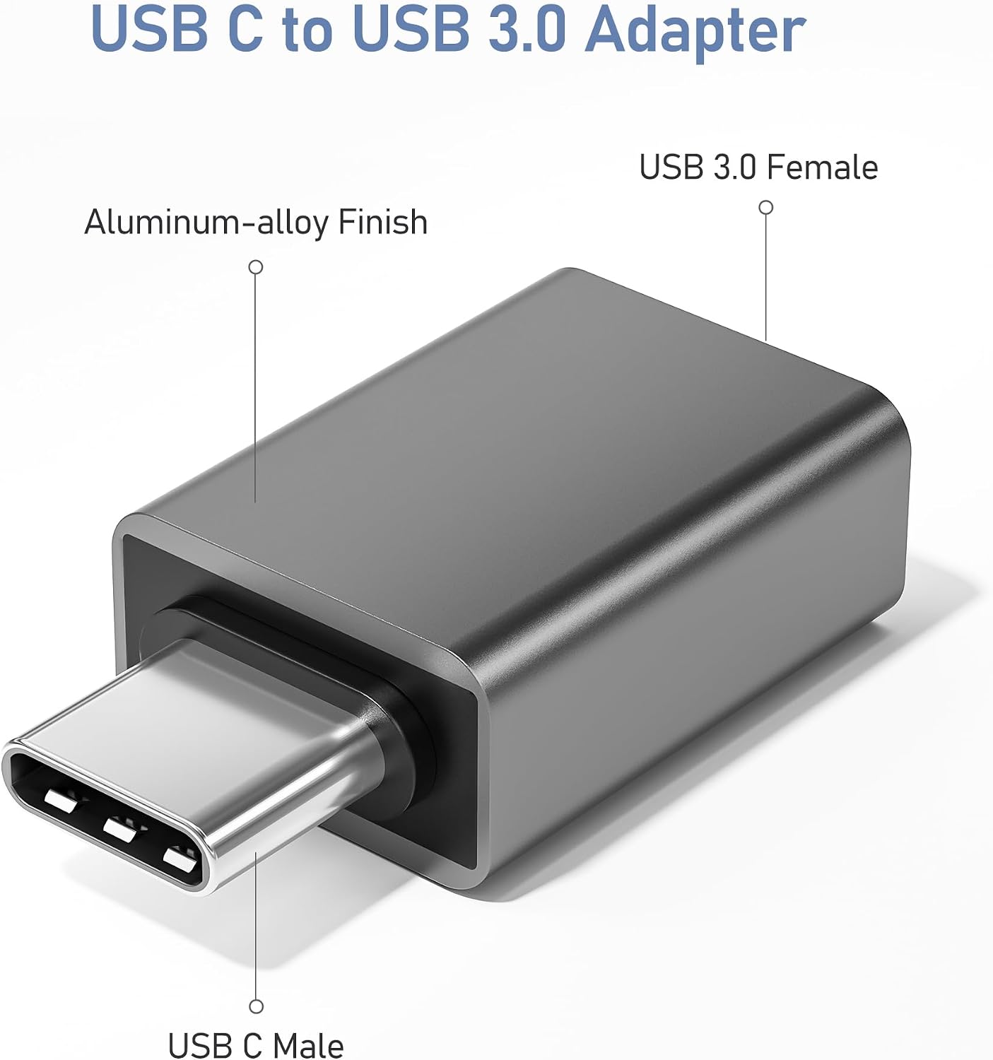 Detalle de Basesailor USB-C to USB Adapter 3-Pack: USB-C Male to USB-A Female OTG Converters