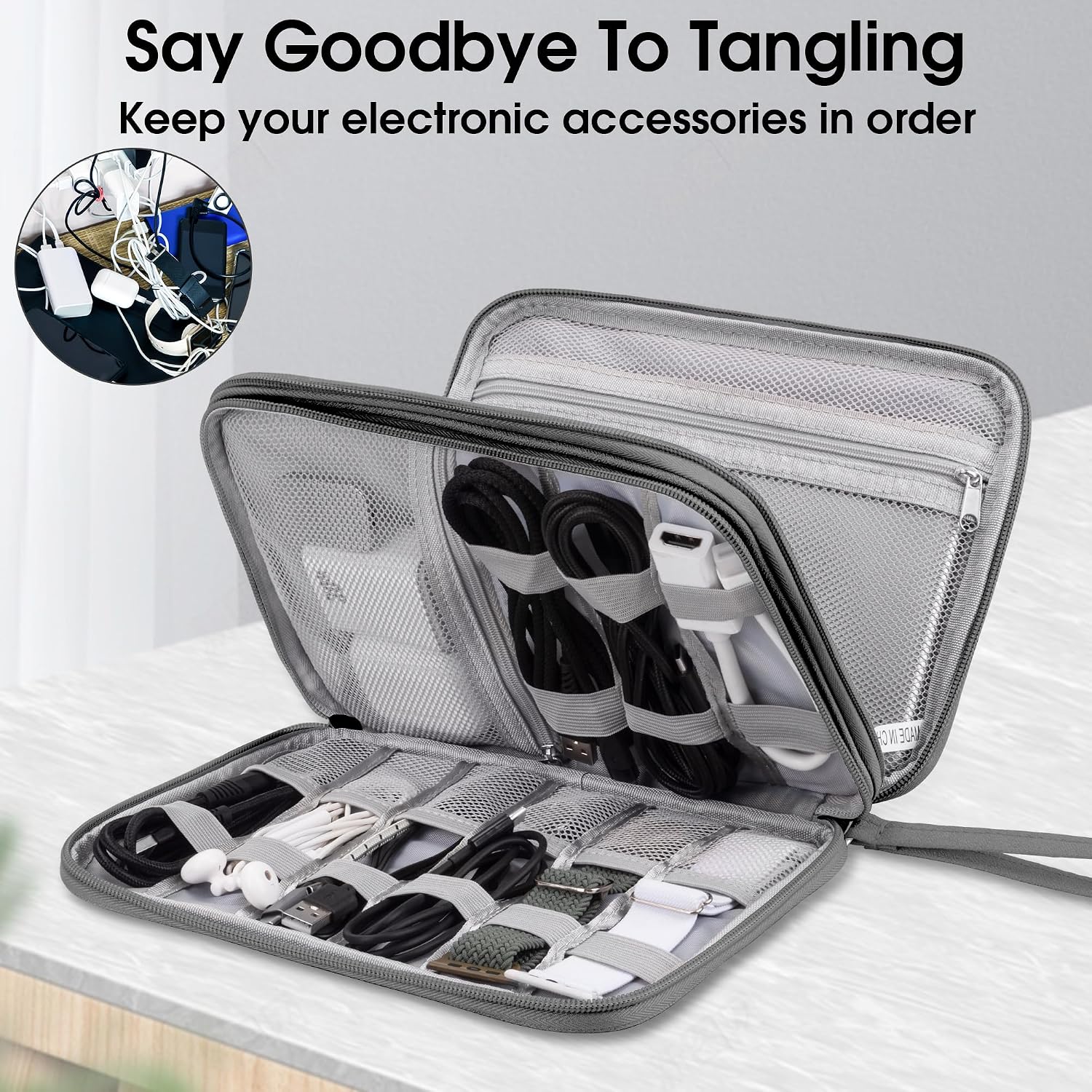Thumbnail 4 de Arae Electronic Accessories Organizer Travel Cable Bag (Large) – Dark Grey