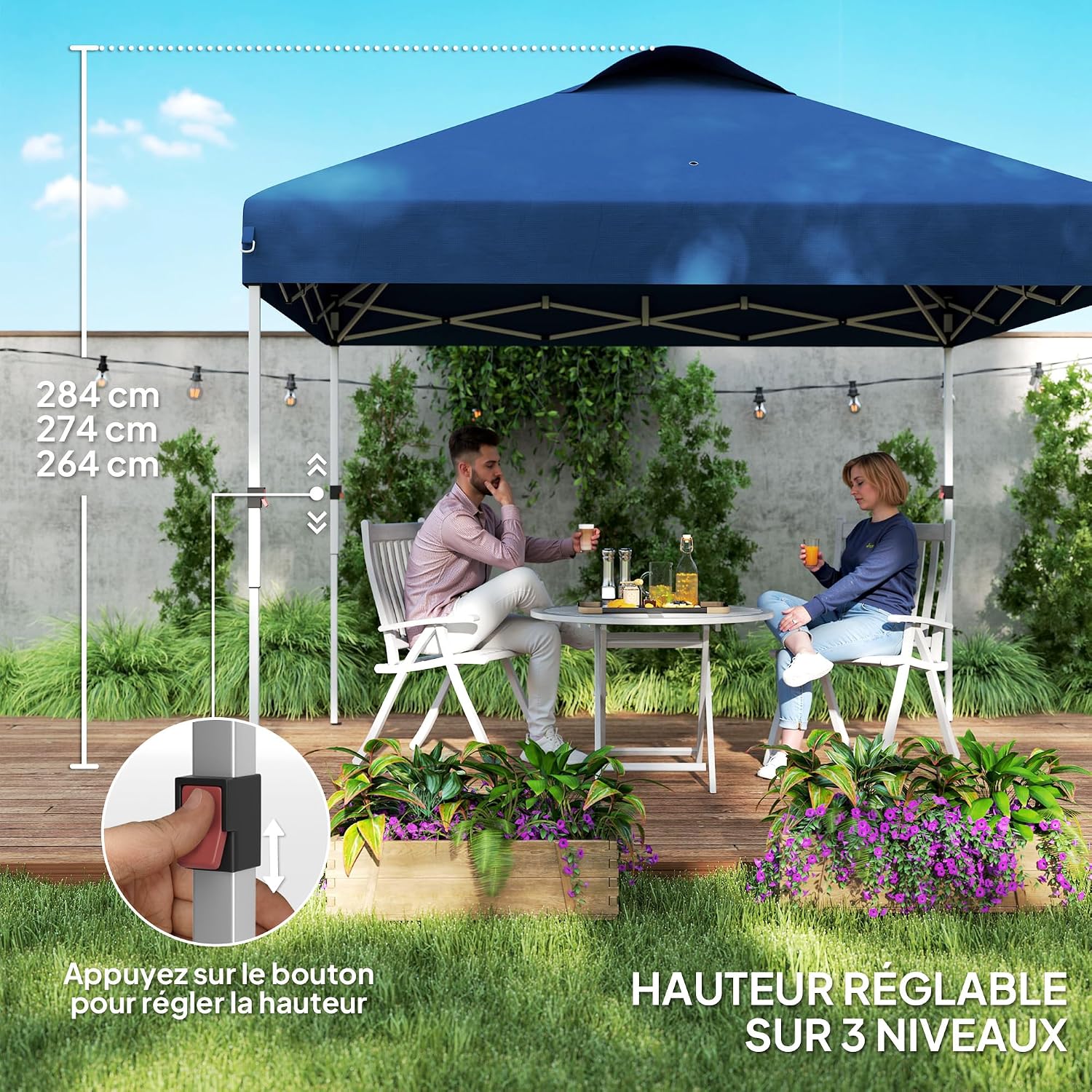 Detalle 2 de Outsunny Tonnelle pop-up 3 x 3