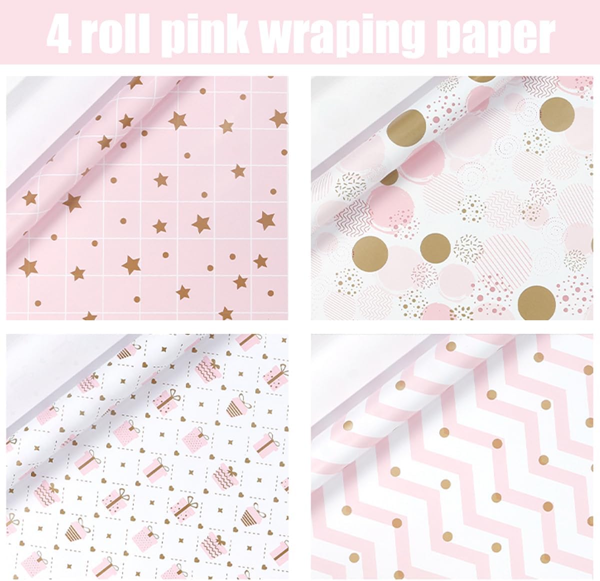 Thumbnail 2 de HBell Pink wrapping paper rolls 43cm