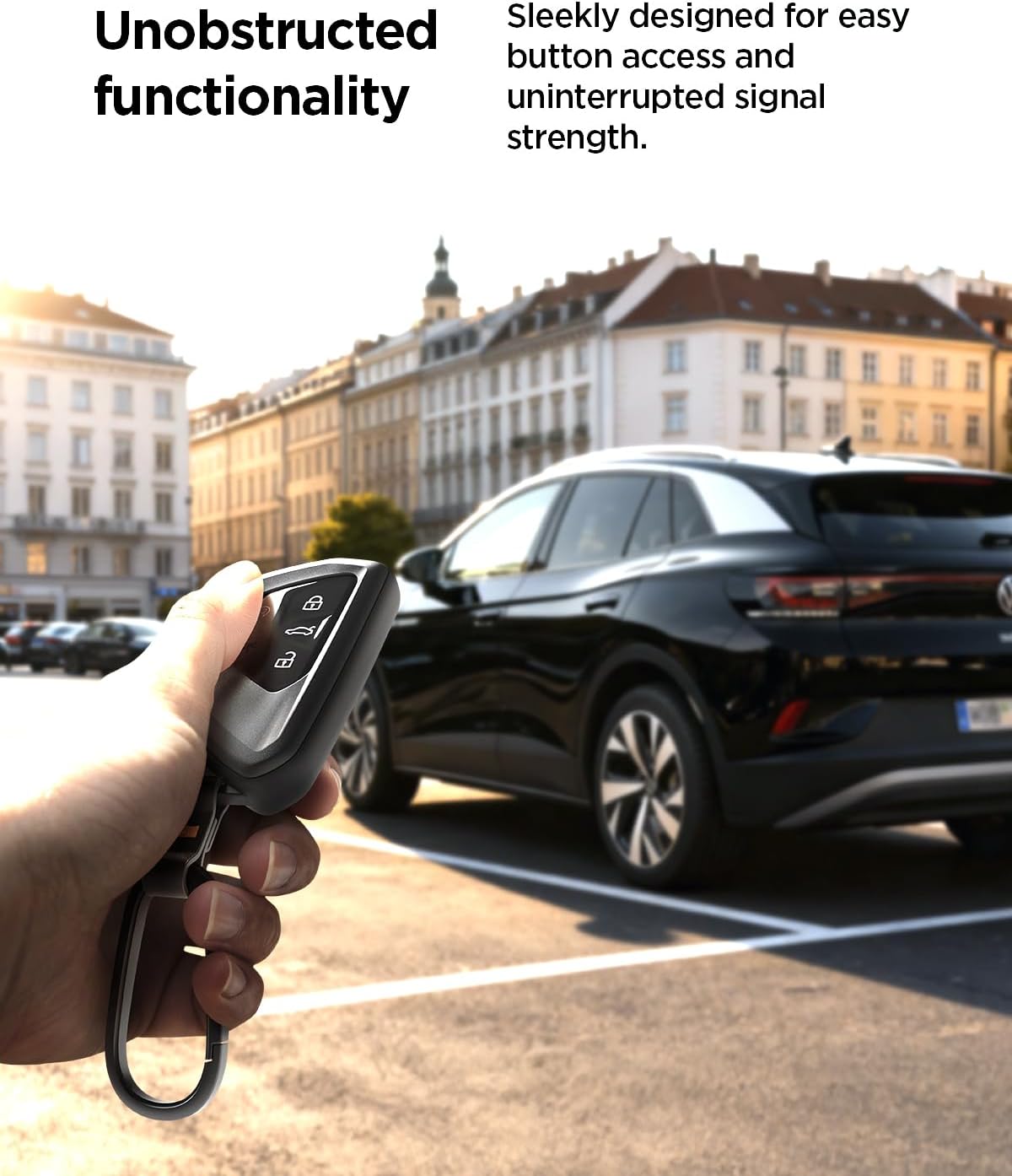 Thumbnail 3 de Spigen coque de clé pour Volkswagen – étui TPU antichoc avec mousqueton et sangle (1 pièce), noir