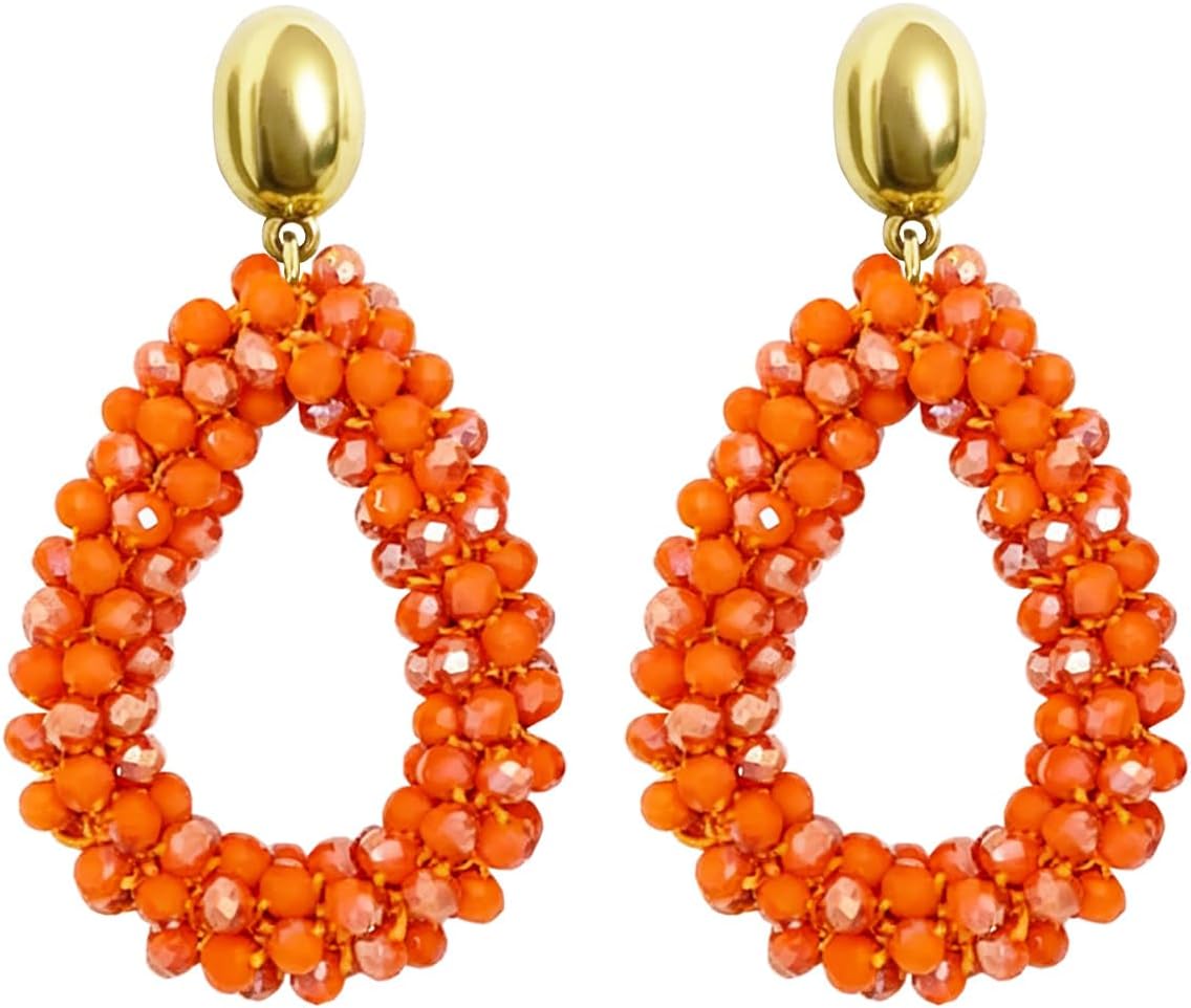 Detalle de Bohemian Ohrringehängend für Damen – Tropfenförmiger Kristallhänger, Edelstahl, modischer Schmuck