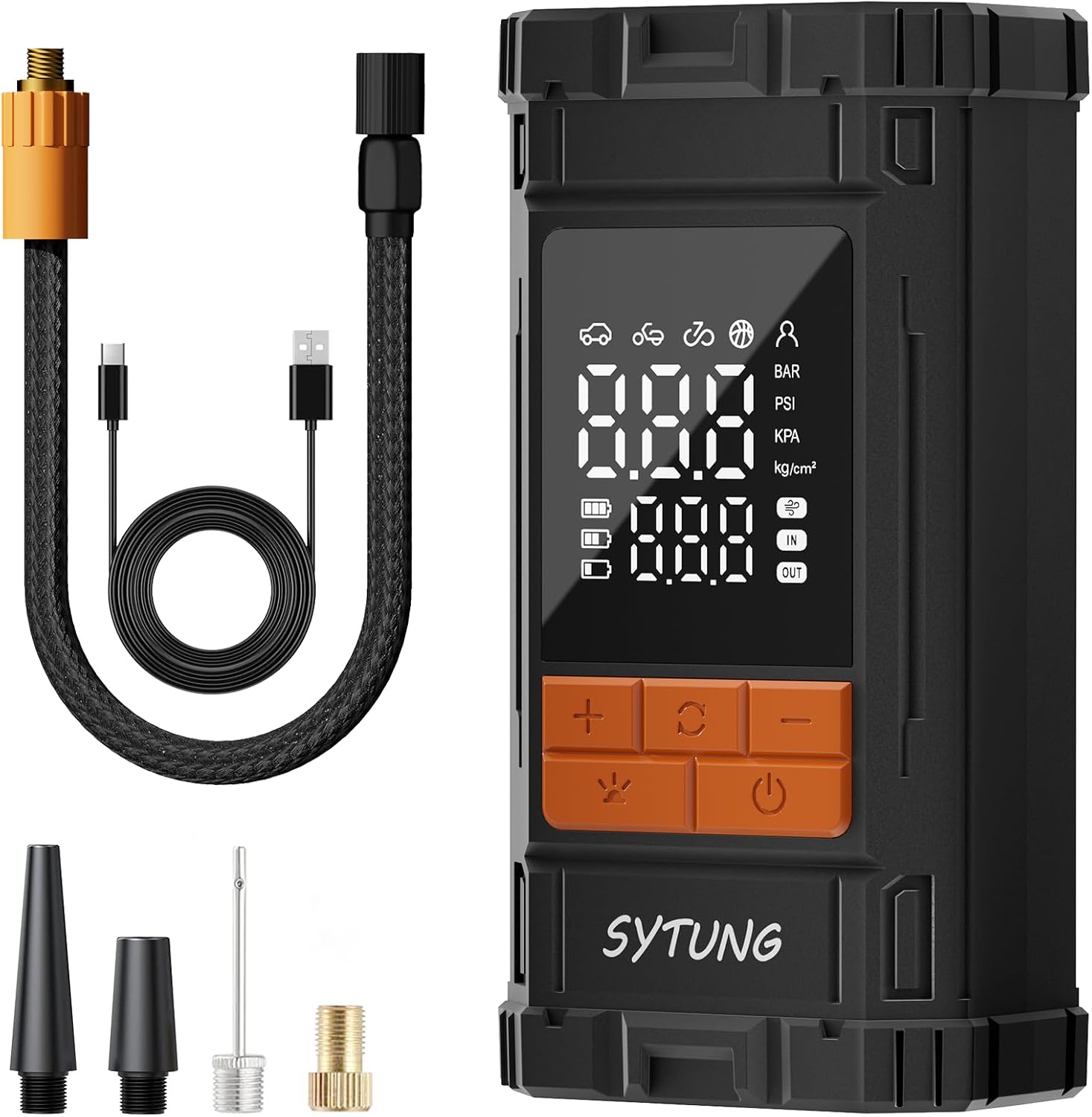 SYTUNG Compressore Aria Portatile 150 PSI: gonfia pneumatici e gonfiabili in modo semplice e sicuro