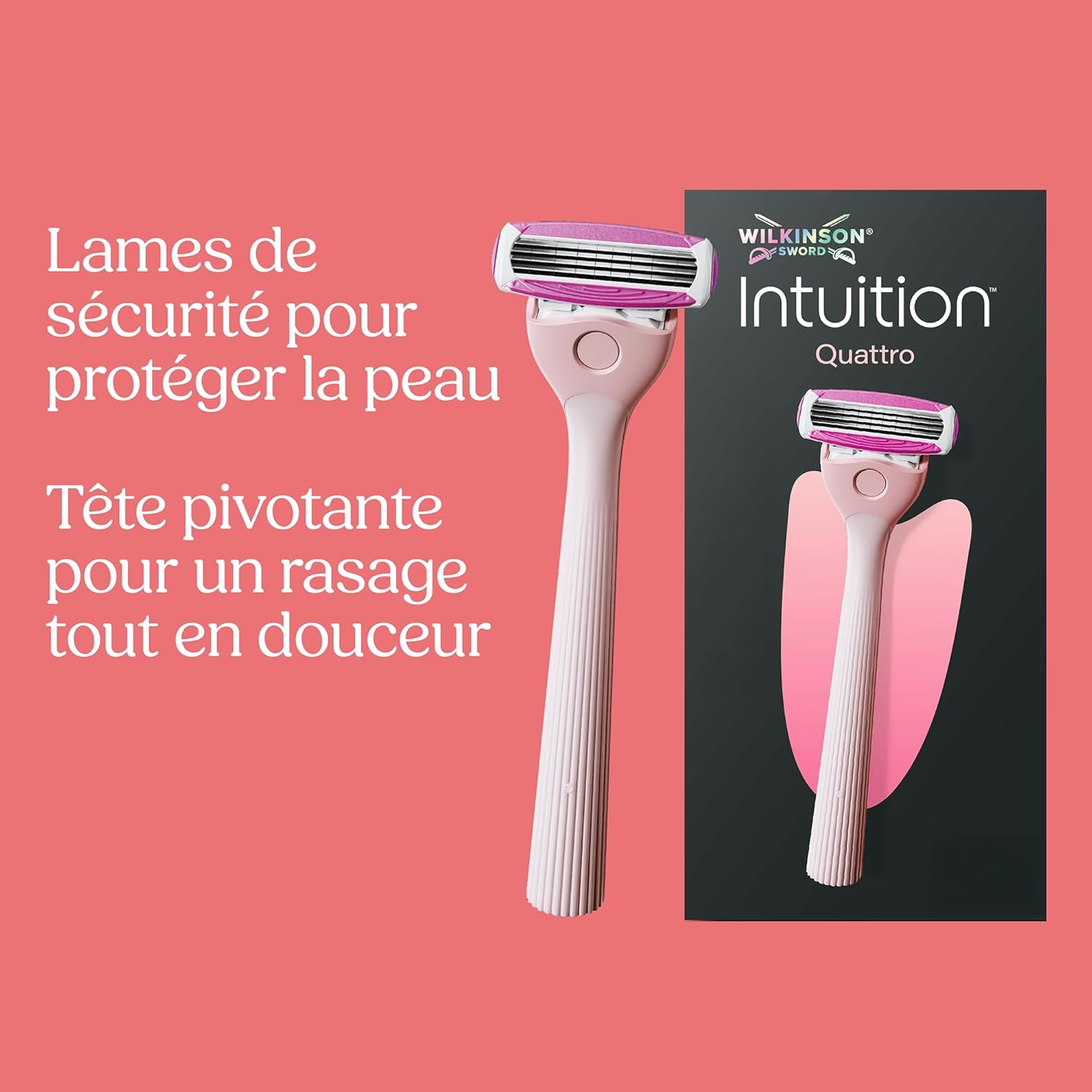 Detalle de Wilkinson Sword Intuition Quattro : rasoir féminin avec 3 recharges de lames
