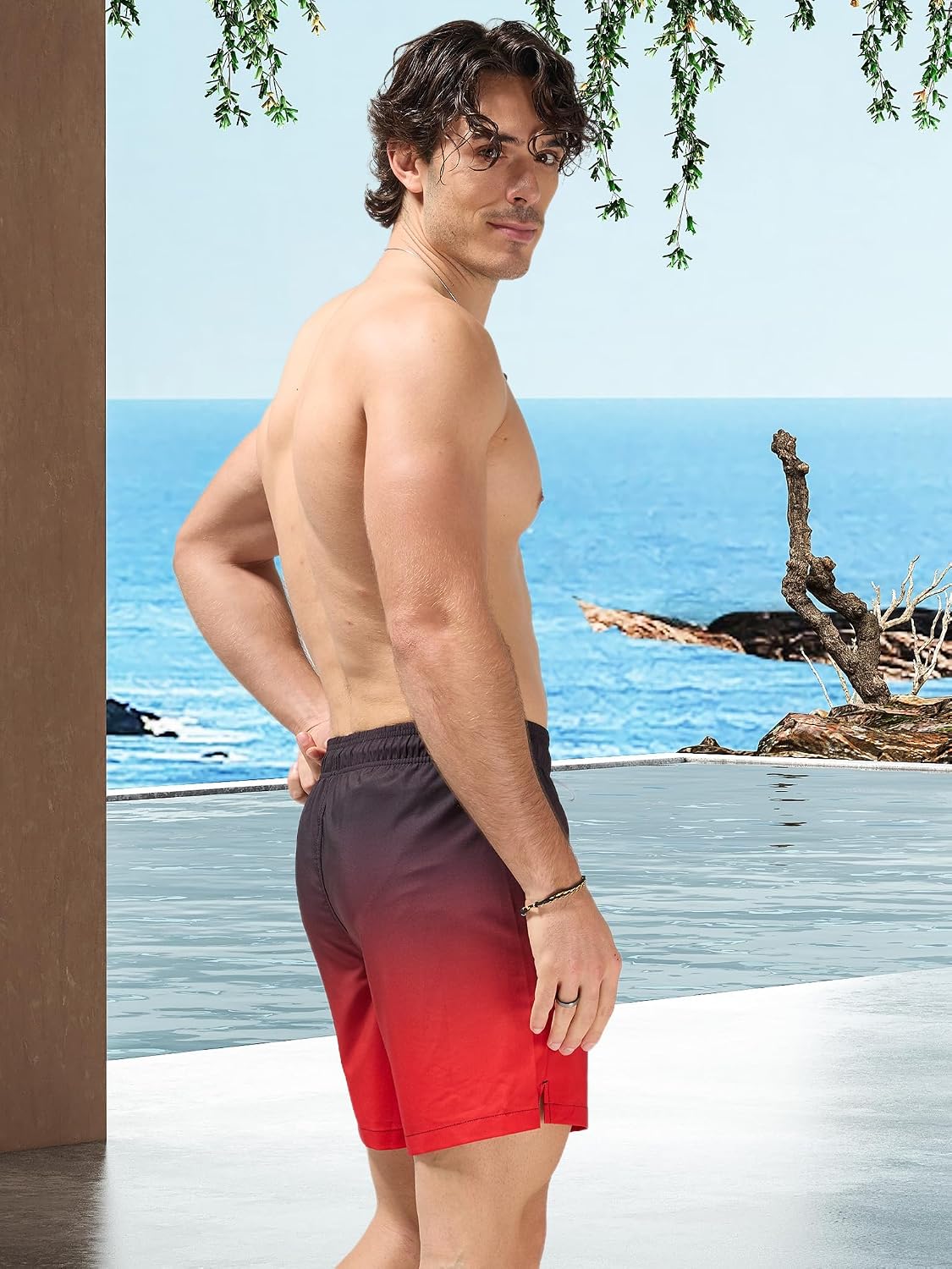 Detalle de Arcweg Herren Badeshorts mit Ultralight Badehose – Schnelltrocknend, atmungsaktiv und stilvoller Farbverlauf